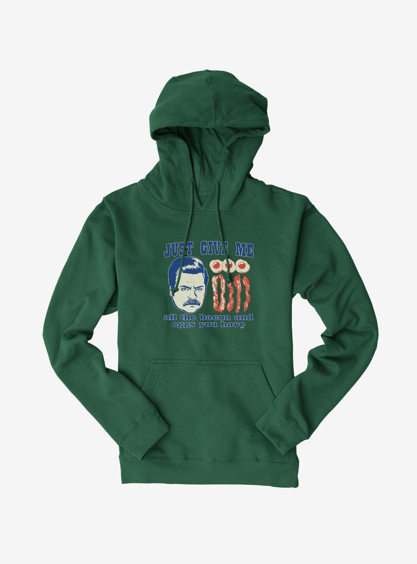 Parks And Recreation Ron And Breakfast Hoodie, FOREST GREEN, hi-res