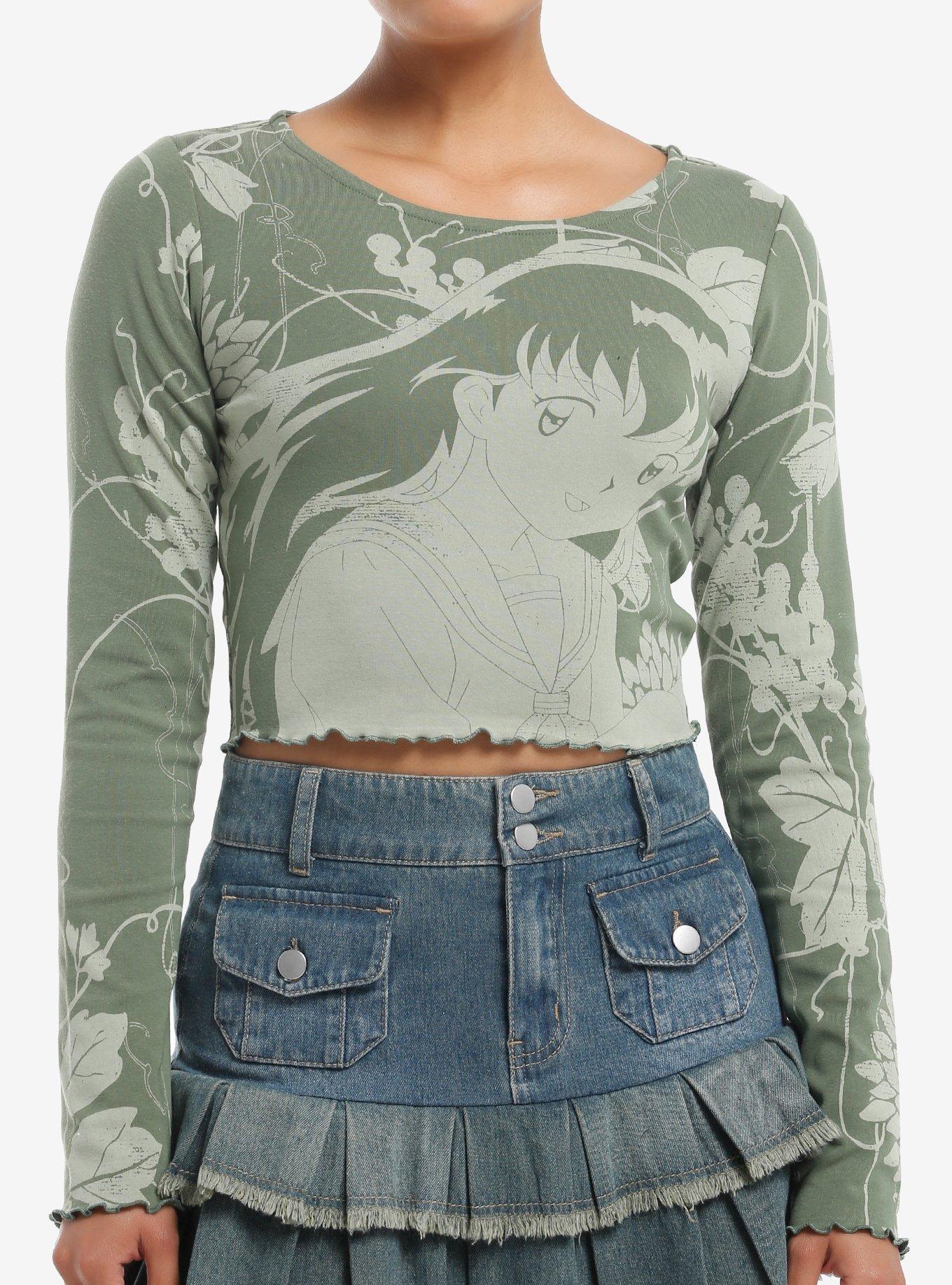 InuYasha Kagome Artwork Girls Crop Long-Sleeve Top, , hi-res