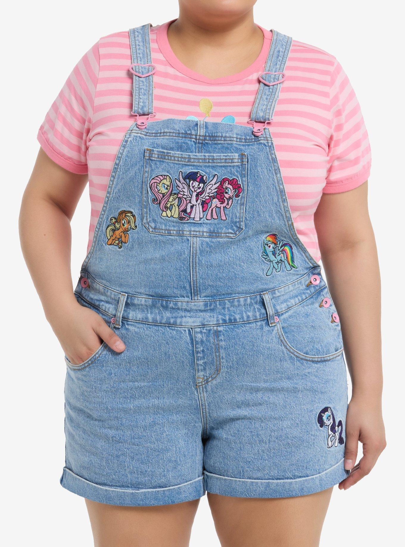 My Little Pony Mane Six Heart Denim Shortalls Plus Size, , hi-res