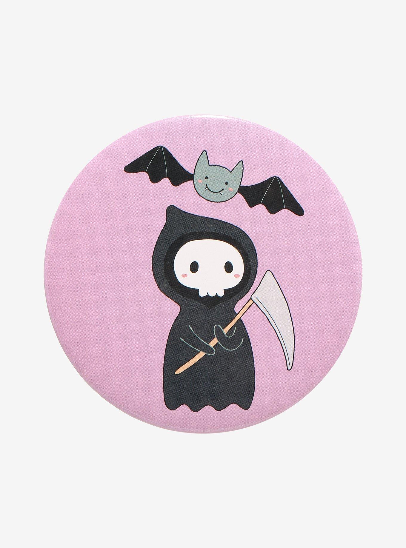 Grim Reaper & Bat 3 Inch Button, , hi-res