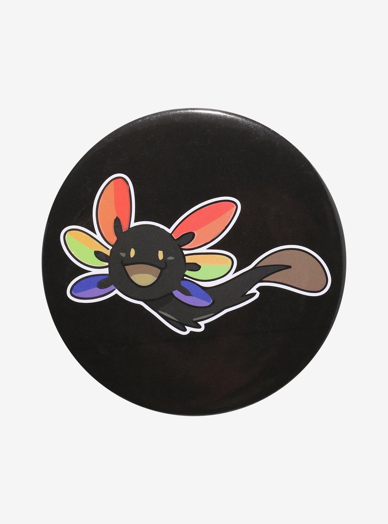 Rainbow Axolotl 3 Inch Button, , hi-res