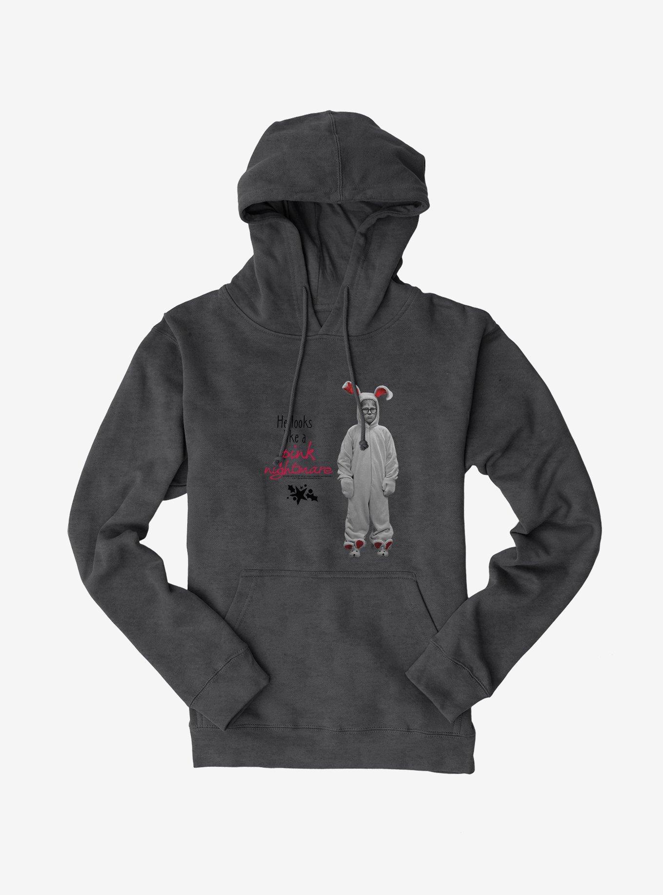 A Christmas Story He Looks Like A Pink Nightware Hoodie, DARK HEATHER, hi-res