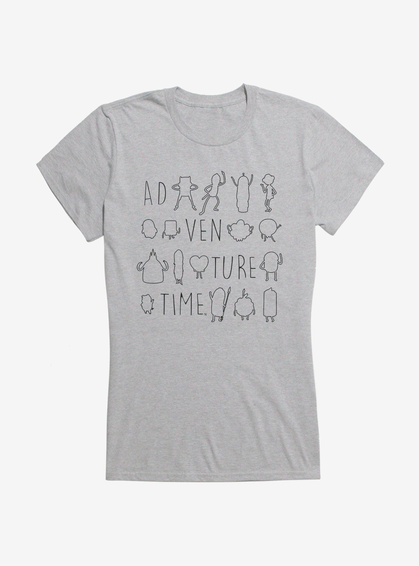 Adventure Time Character Silhouettes Girls T-Shirt, SPORT GRAY, hi-res