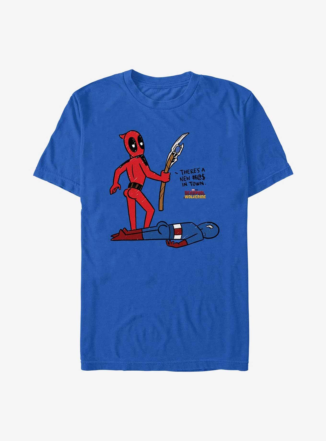 Marvel Deadpool & Wolverine New In Town Extra Soft T-Shirt, ROYAL, hi-res