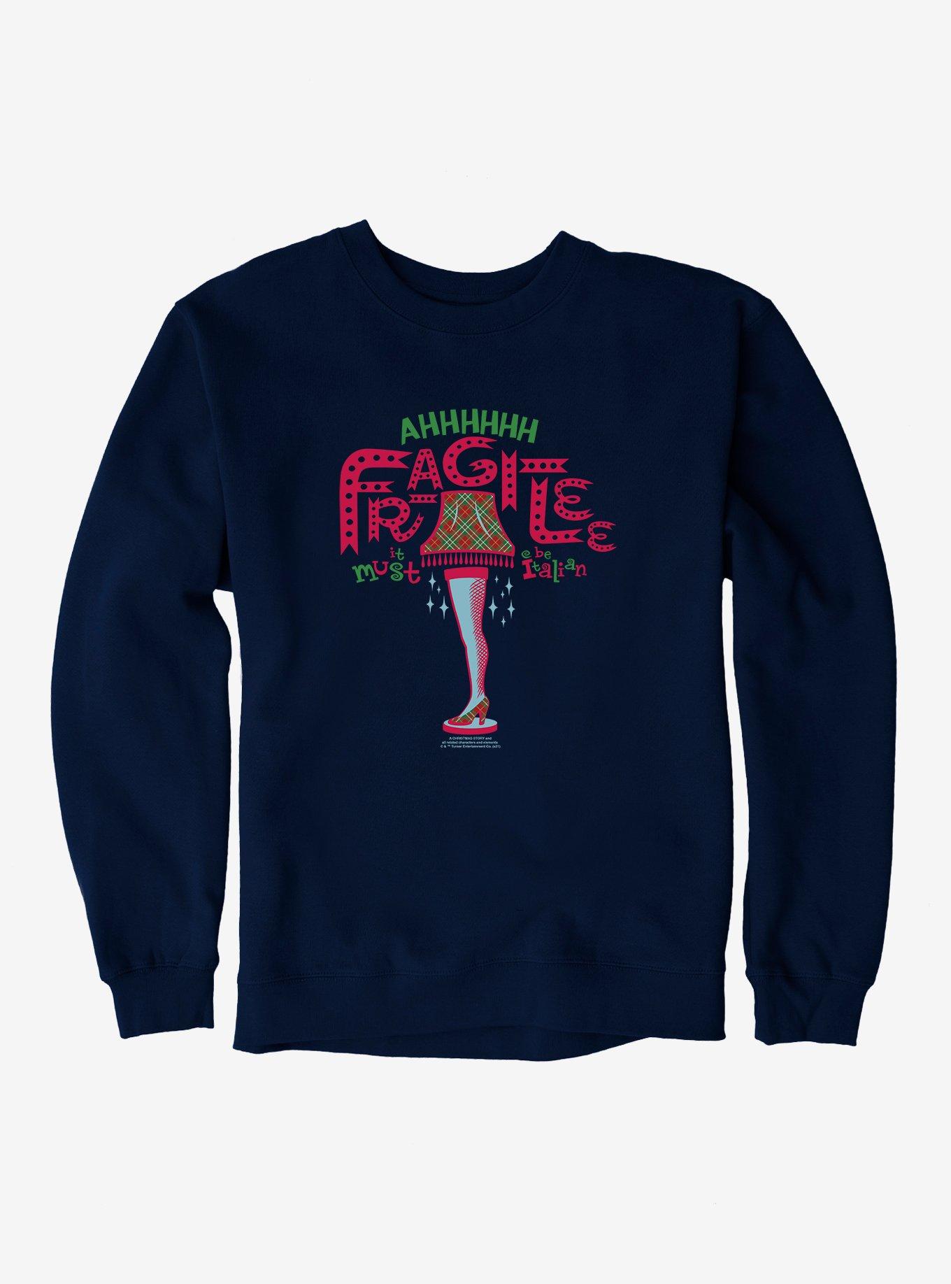 A Christmas Story Fragile It Must Be Italian Sweatshirt, NAVY, hi-res