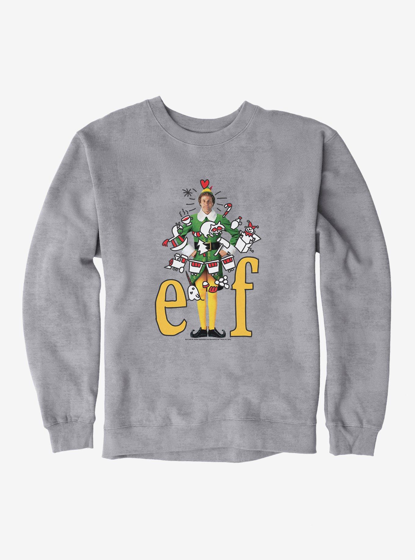 Elf Yellow Logo With Holiday Icons Sweatshirt