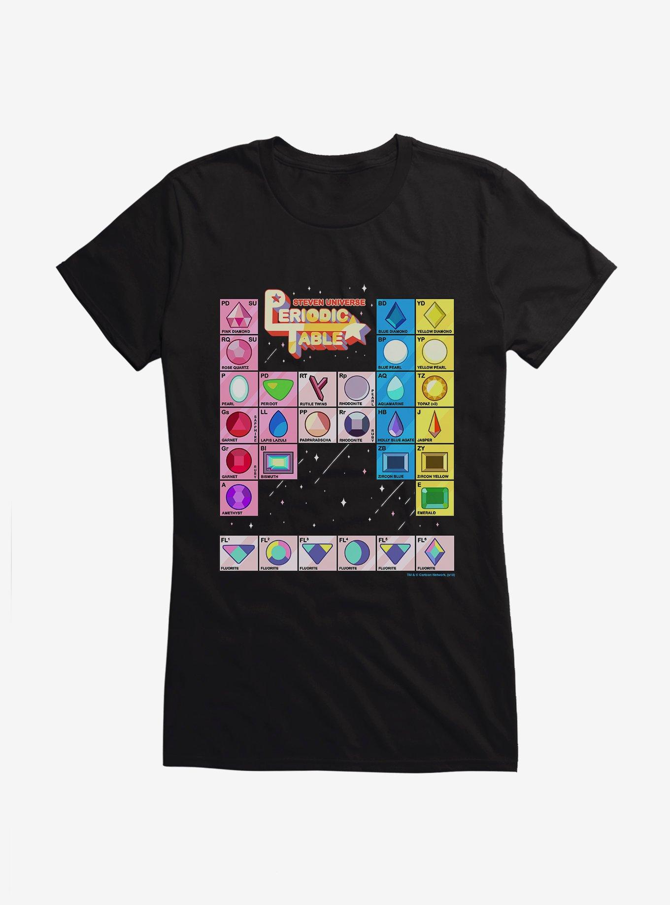 Steven Universe Periodic Gem Table Girls T-Shirt, BLACK, hi-res
