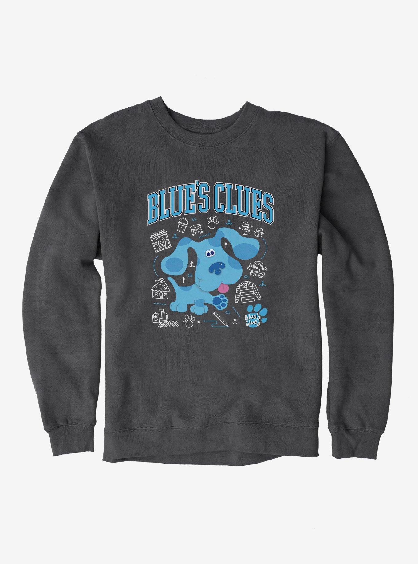 Blue's Clues Collegiate Font Icons Sweatshirt, DARK HEATHER, hi-res