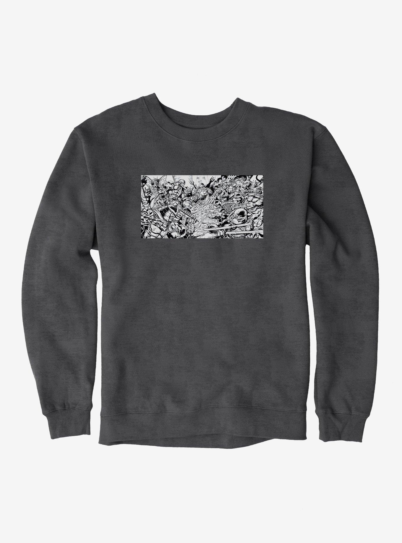 Teenage Mutant Ninja Turtles Black And White Battle Scene Sweatshirt, , hi-res