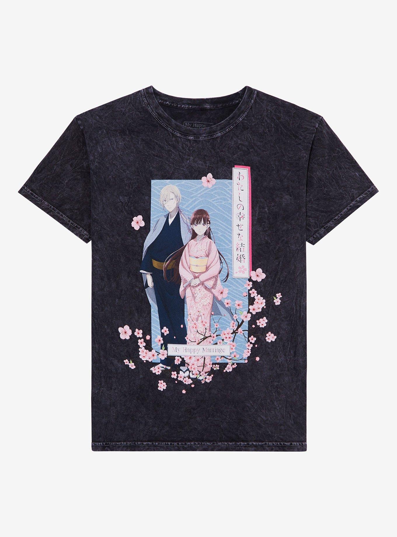 My Happy Marriage Cherry Blossom Dark Wash Girls T-Shirt, , hi-res