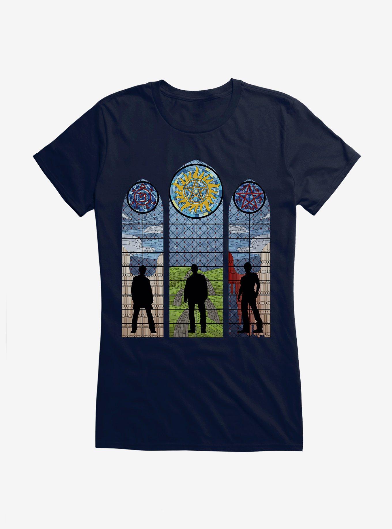 Supernatural Stained Glass Sam, Dean & Castiel Girls T-Shirt