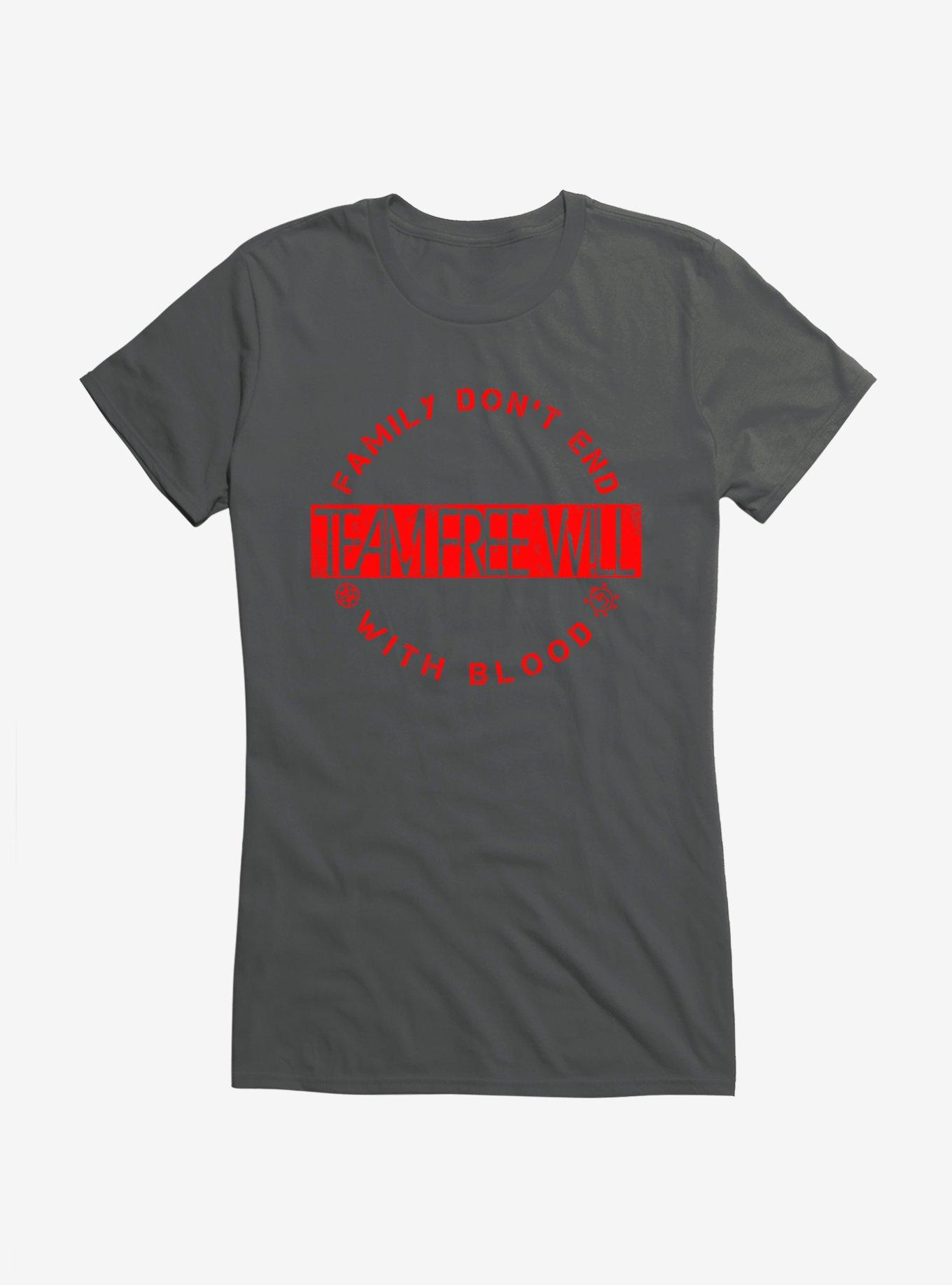 Supernatural Team Free Will Girl's T-Shirt, CHARCOAL, hi-res