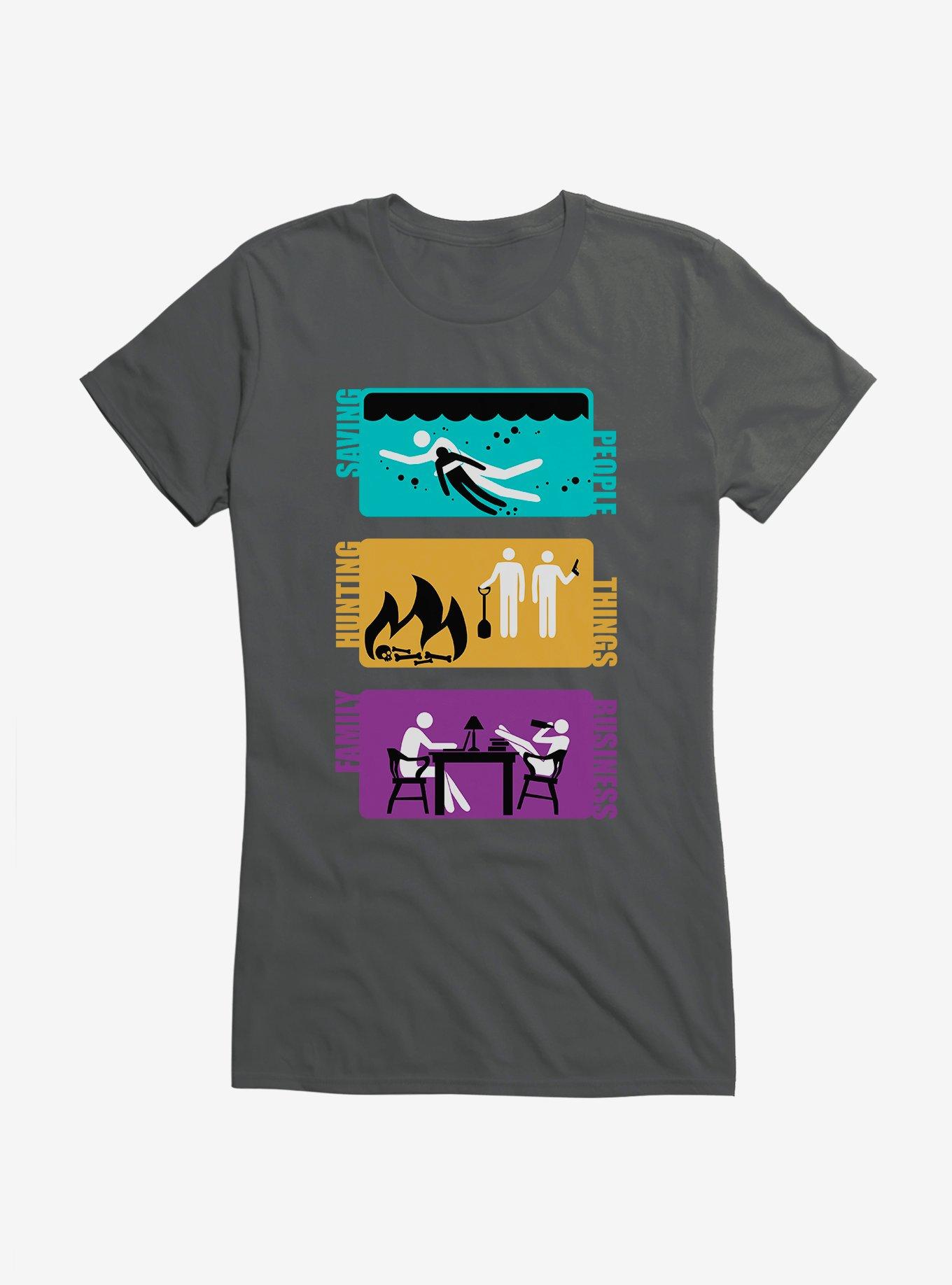 Supernatural Saving, Hunting, Family Business Girls T-Shirt, CHARCOAL, hi-res