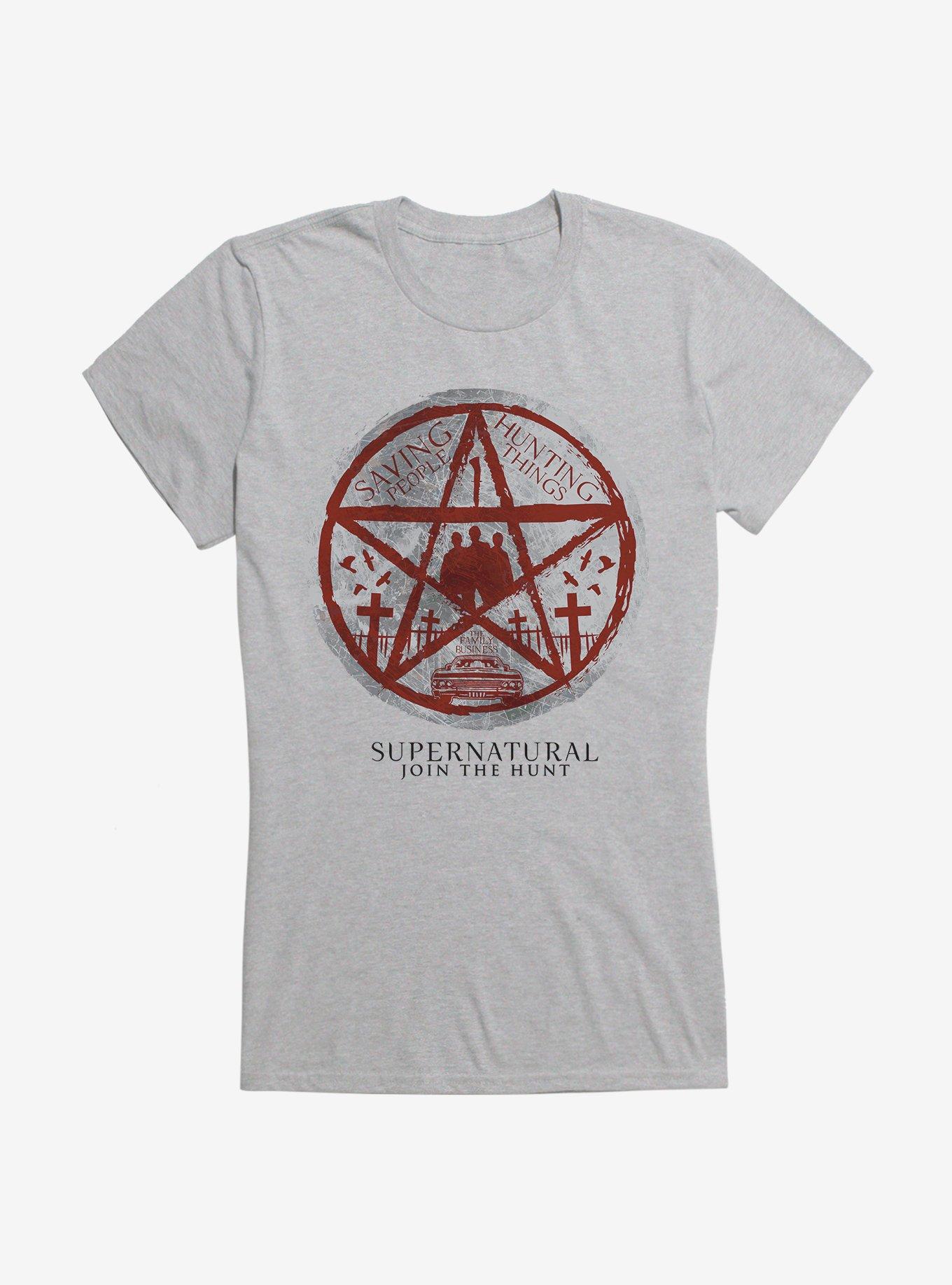 Supernatural Pentagram Silhouette Girls T-Shirt, SPORT GRAY, hi-res