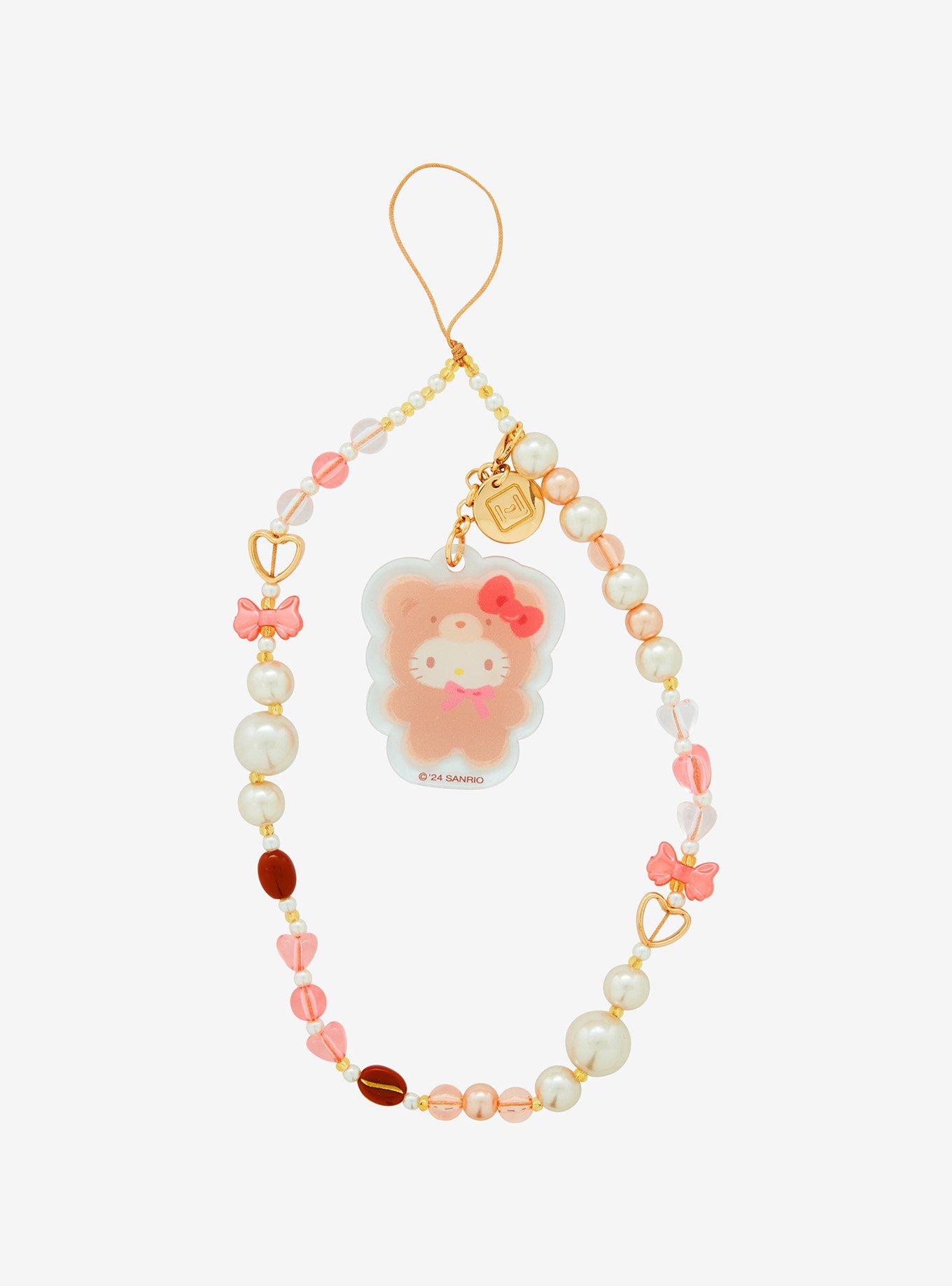 Hello Kitty Latte Bear Beaded Phone Charm, , hi-res