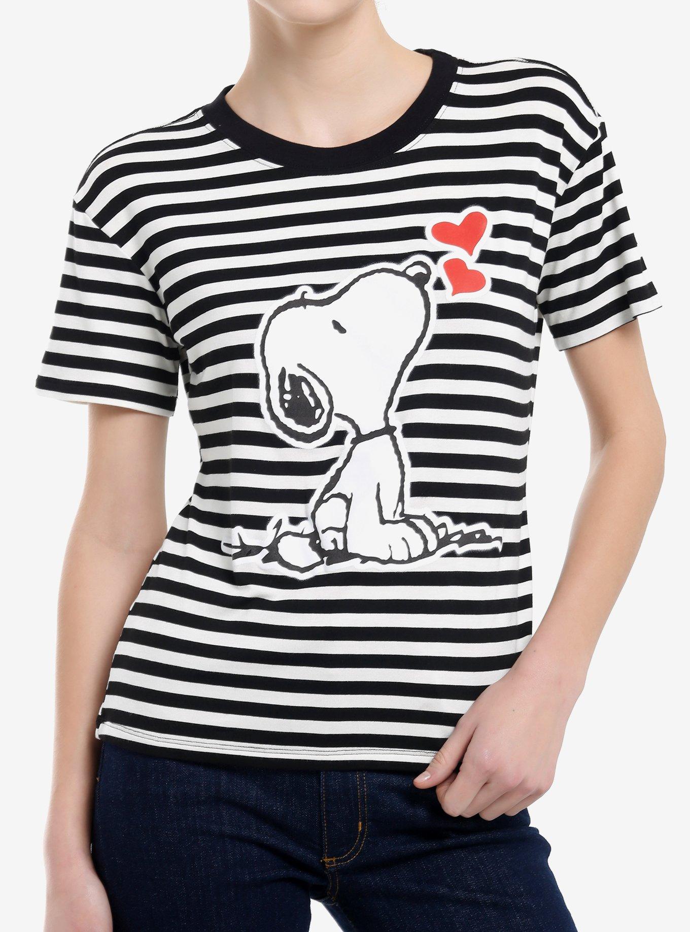 Peanuts Snoopy Heart Stripe Girls Ringer T-Shirt, , hi-res