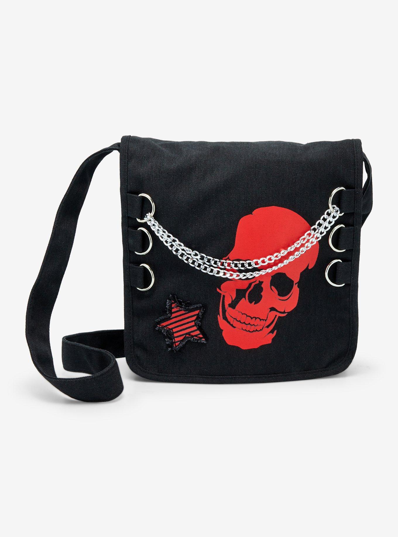 Red Skull & Star Canvas Messenger Bag, , hi-res