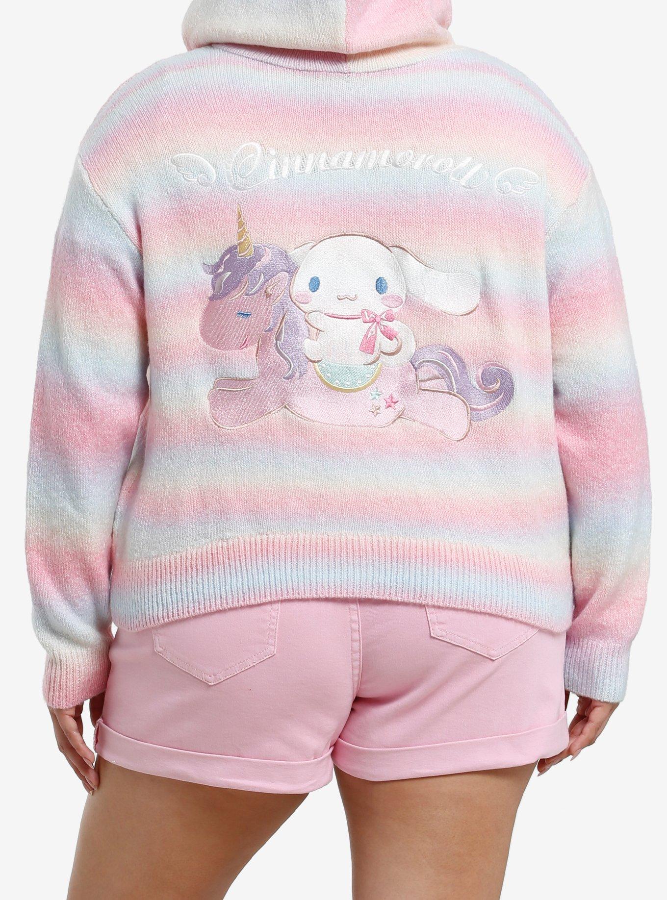 Cinnamoroll Carousel Rainbow Ombre Girls Knit Hoodie Plus Size, , hi-res