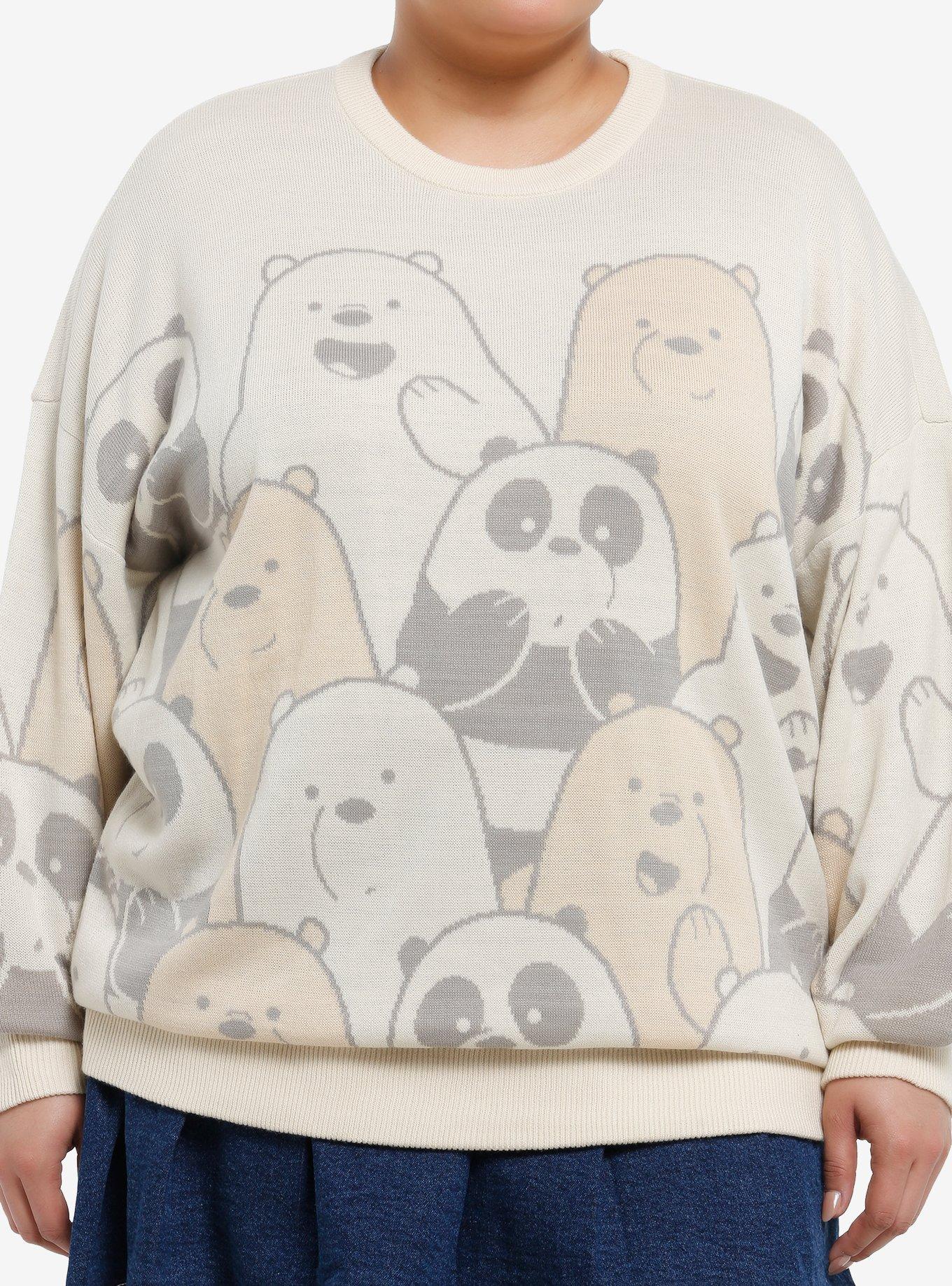 We Bare Bears Collage Girls Oversized Sweater Plus Size, , hi-res