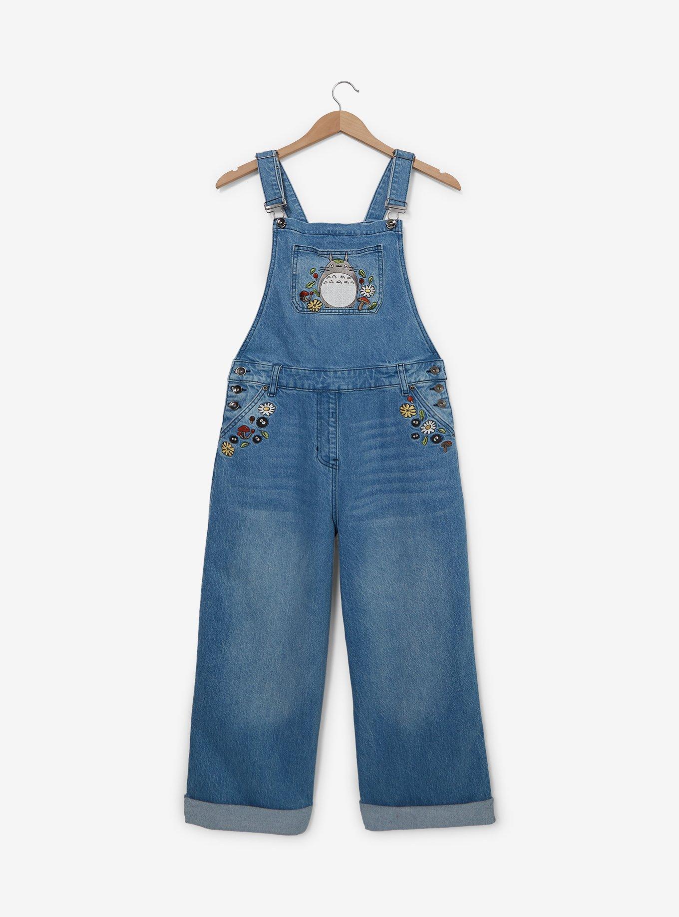 Her Universe Studio Ghibli® My Neighbor Totoro Floral Embroidered Women's Plus Size Overalls - BoxLunch Exclusive, , hi-res