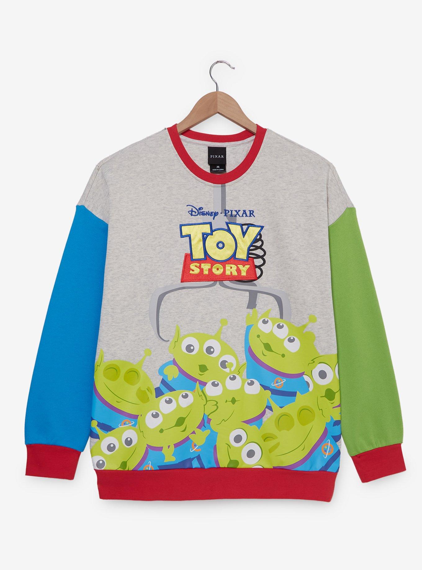 Disney Pixar Toy Story Little Green Aliens The Claw Color Block Crewneck — BoxLunch Exclusive, MULTI, hi-res