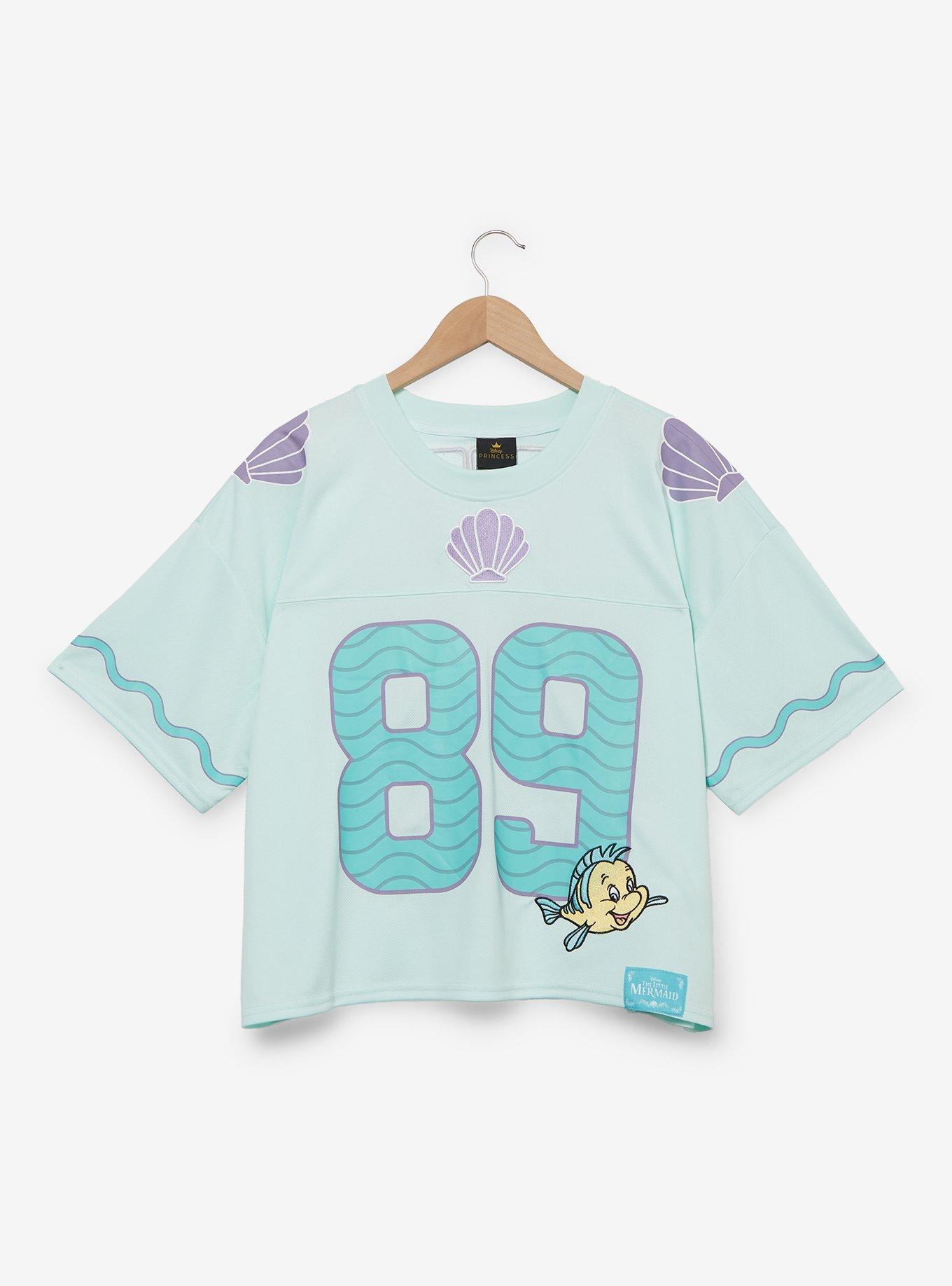 Disney The Little Mermaid Ariel Women's Plus Size Cropped Football Jersey - BoxLunch Exclusive, , hi-res