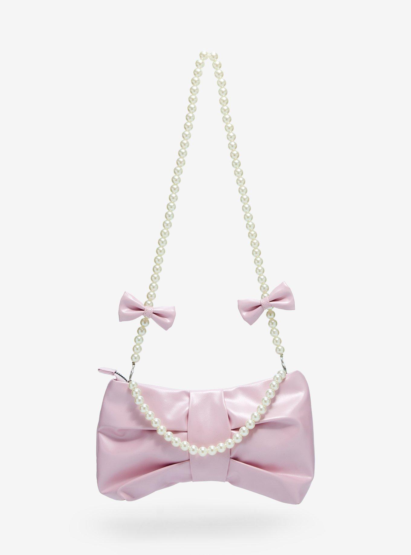 Pink Bow Pearl Shoulder Bag, , hi-res