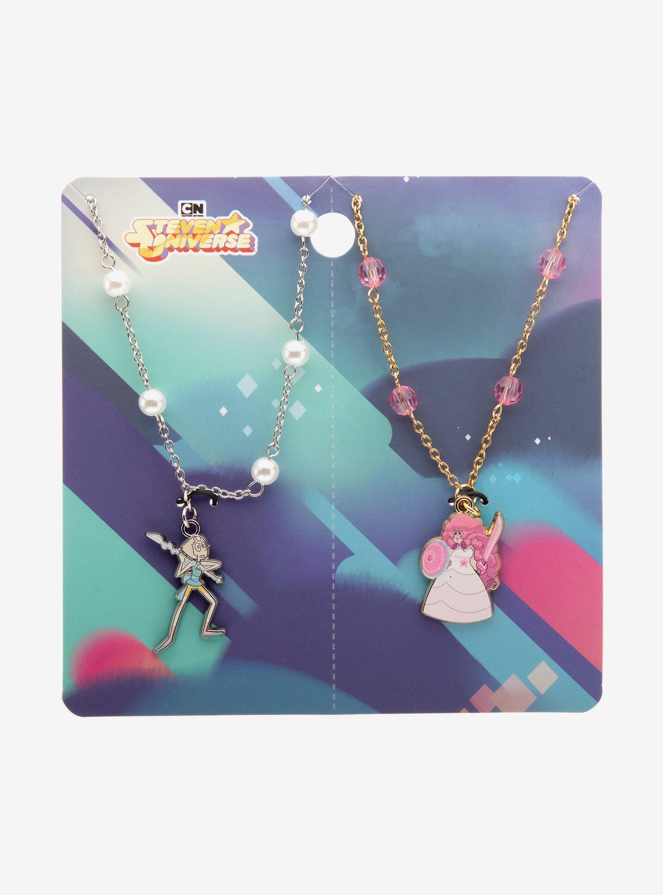 Steven Universe Pearl Rose Quartz Best Friend Necklace Set Hot