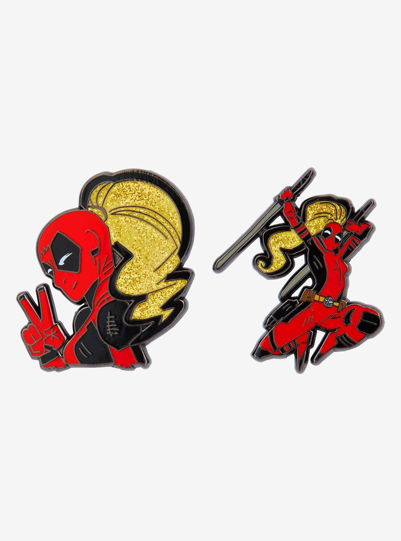 Marvel Deadpool Ladypool Glitter Enamel Pin Set - BoxLunch Exclusive, , hi-res