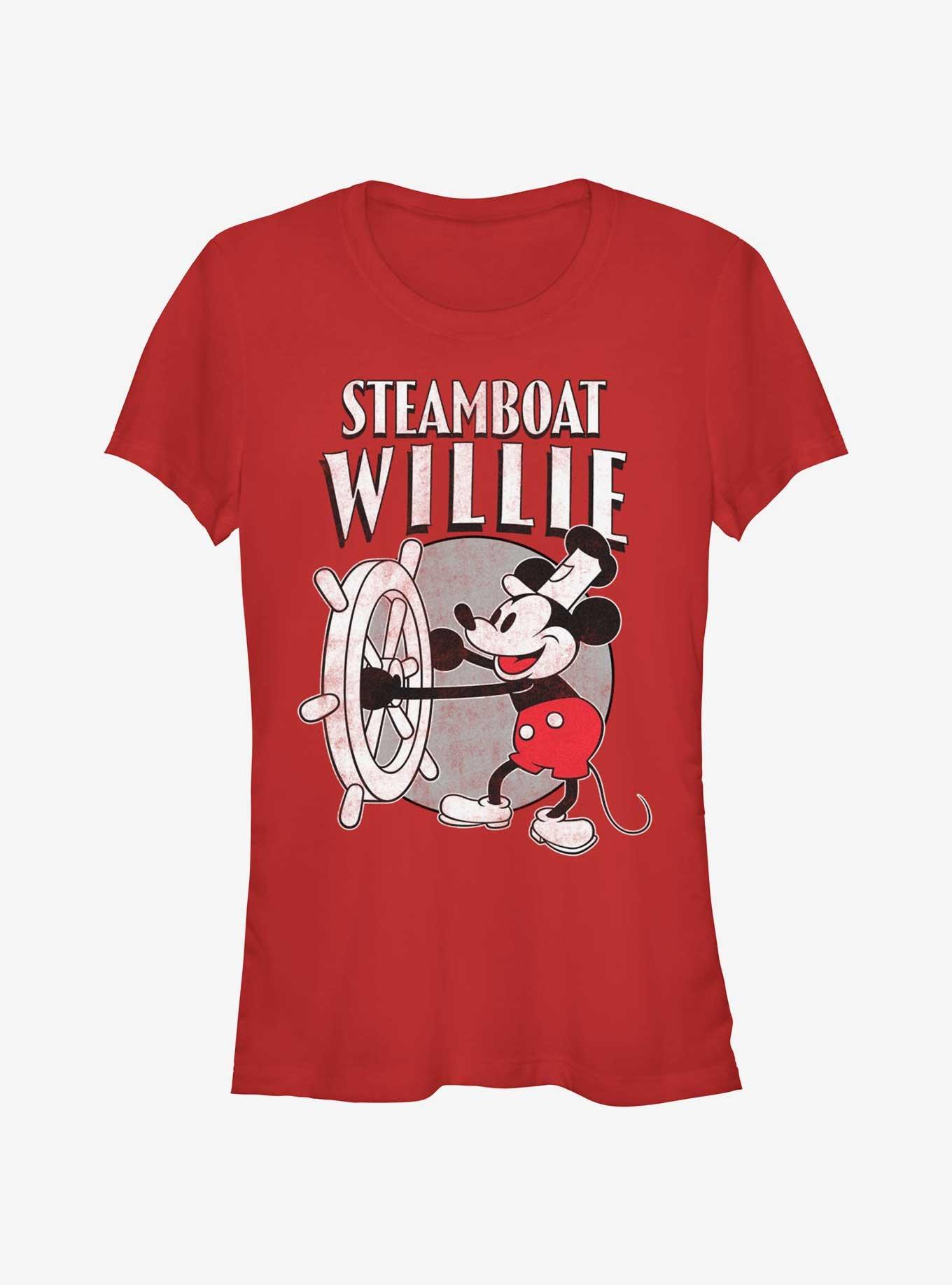 Disney Mickey Mouse Steamboat Willie Vintage Girls T-Shirt, RED, hi-res