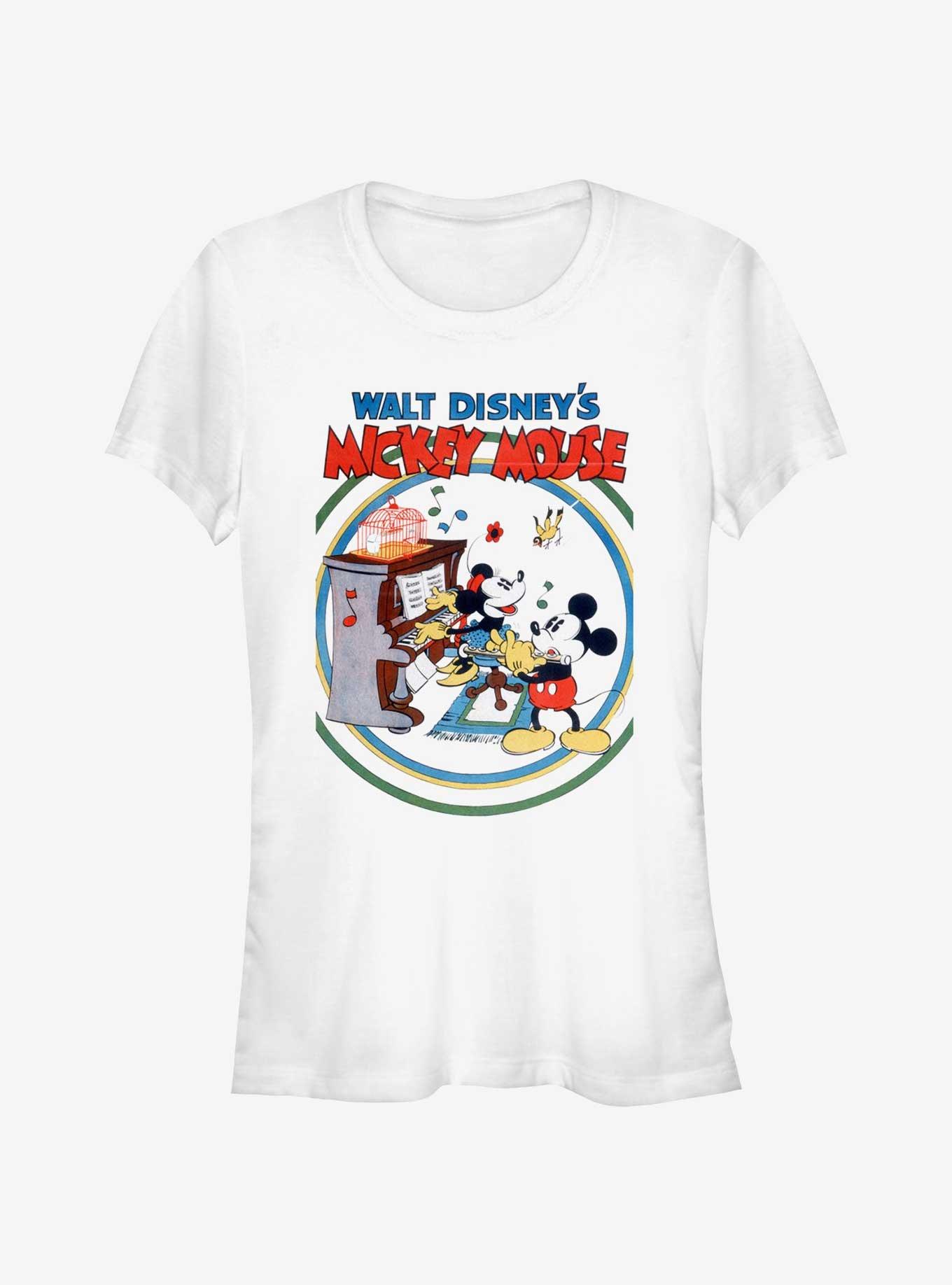 Disney Mickey Mouse & Minnie Mouse Piano Girls T-Shirt, WHITE, hi-res