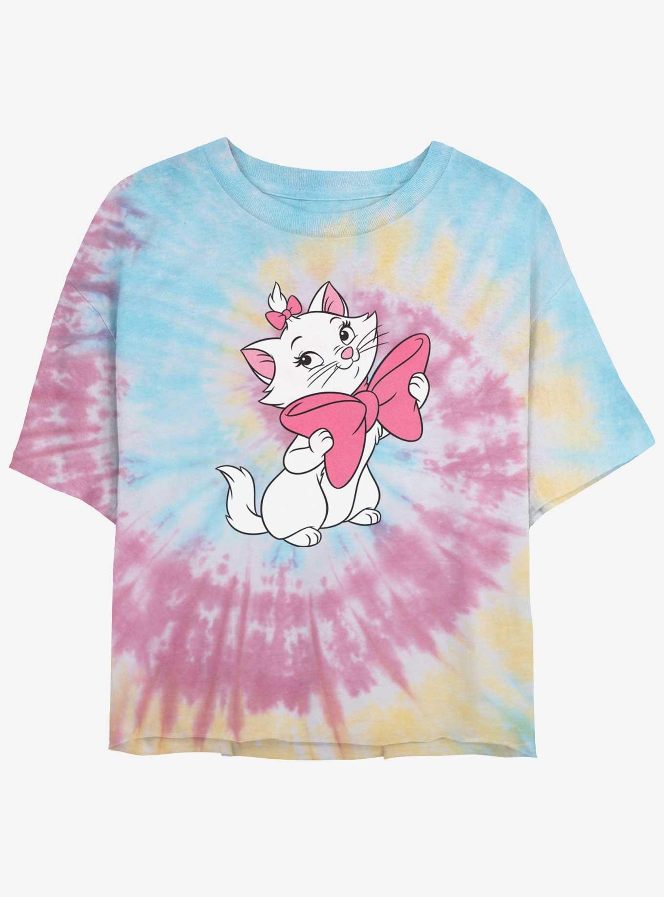 Disney The AristoCats Marie Bow Smile Girls Tie-Dye Crop T-Shirt