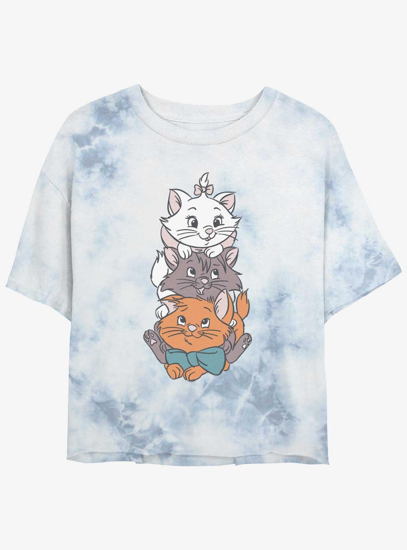 Disney The Aristocats Group Stacked Girls Tie-Dye Crop T-Shirt