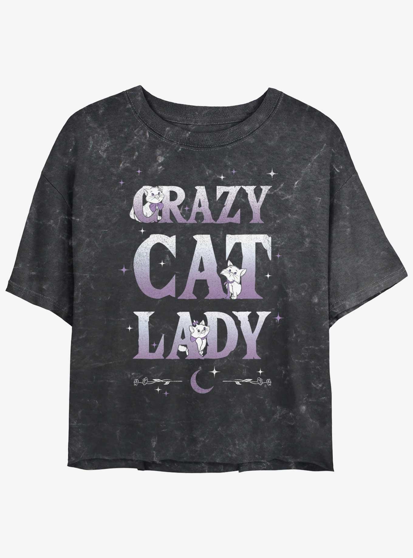 Disney The AristoCats Crazy Cat Lady Girls Mineral Wash Crop T-Shirt