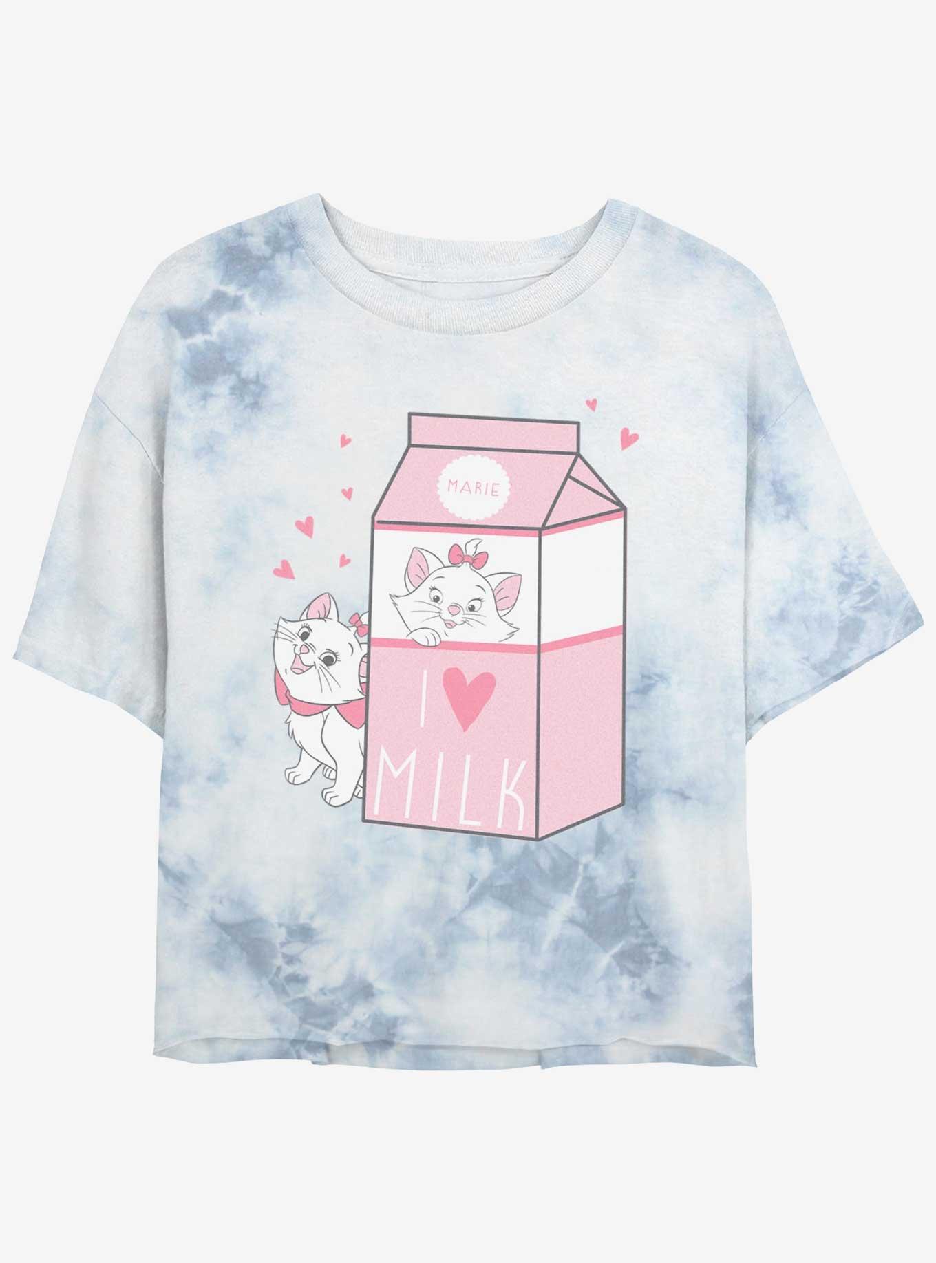 Disney The AristoCats Aristocats Marie Milk Girls Tie-Dye Crop T-Shirt, , hi-res
