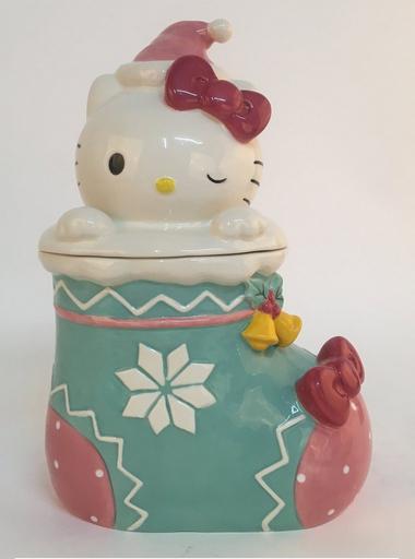 Hello kitty Cookie Jar Ceramic Blue & Red Kimono Omatsuri Sanrio online Limited edition