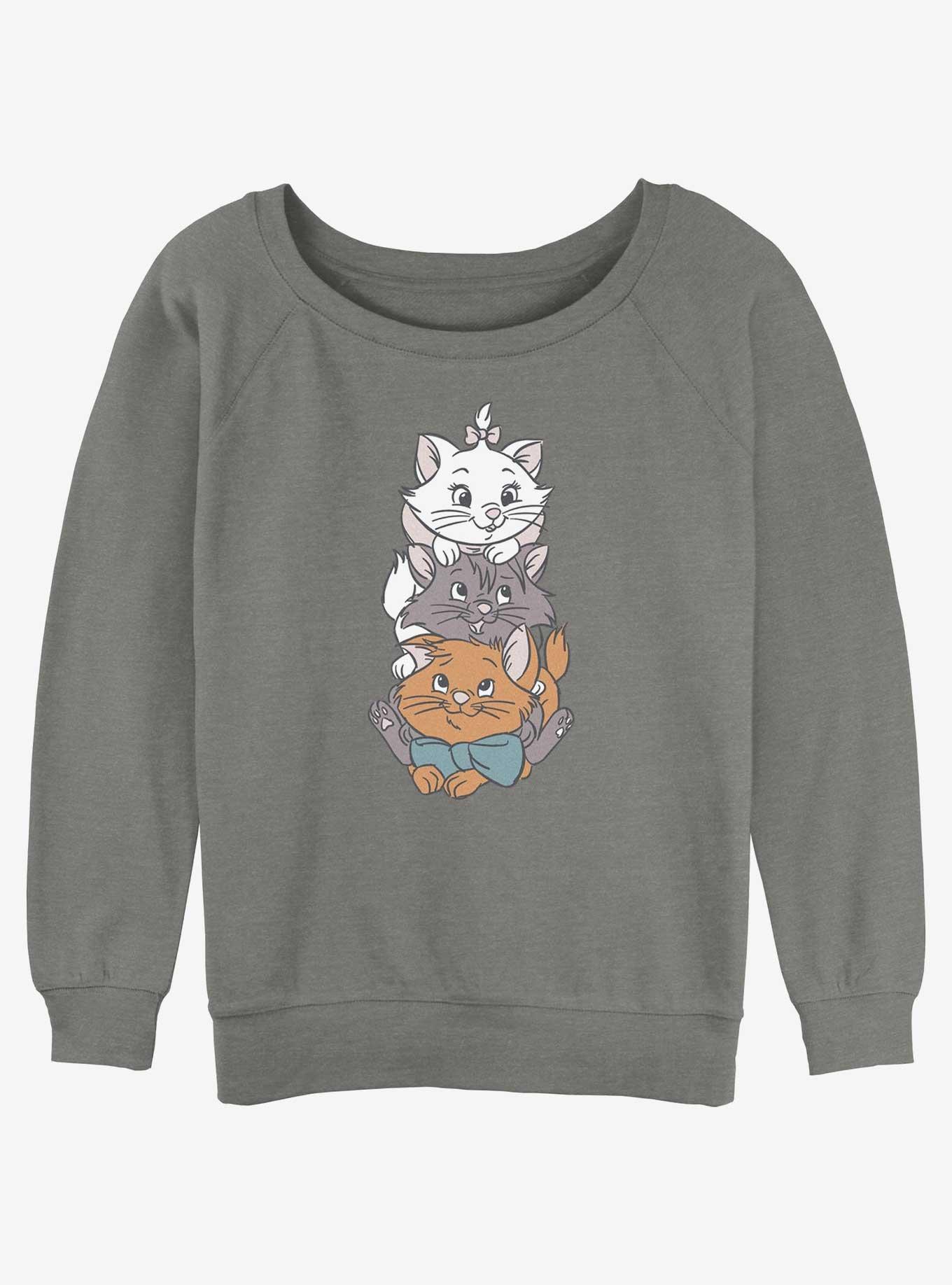 Disney The AristoCats Group Stacked Girls Slouchy Sweatshirt, GRAY HTR, hi-res