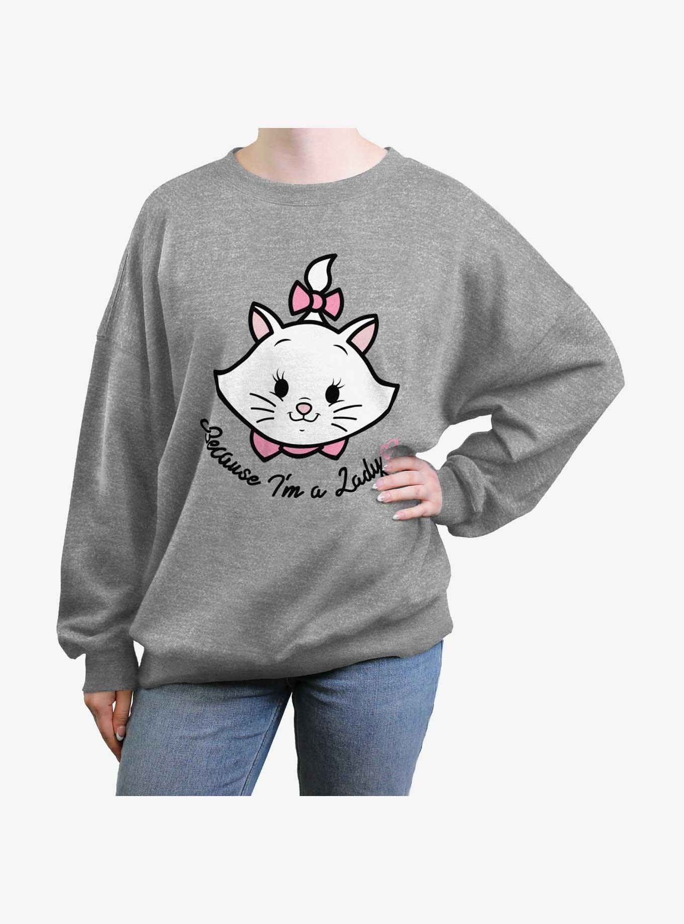 Disney The AristoCats Lady Pocket Girls Oversized Sweatshirt GREY Hot Topic