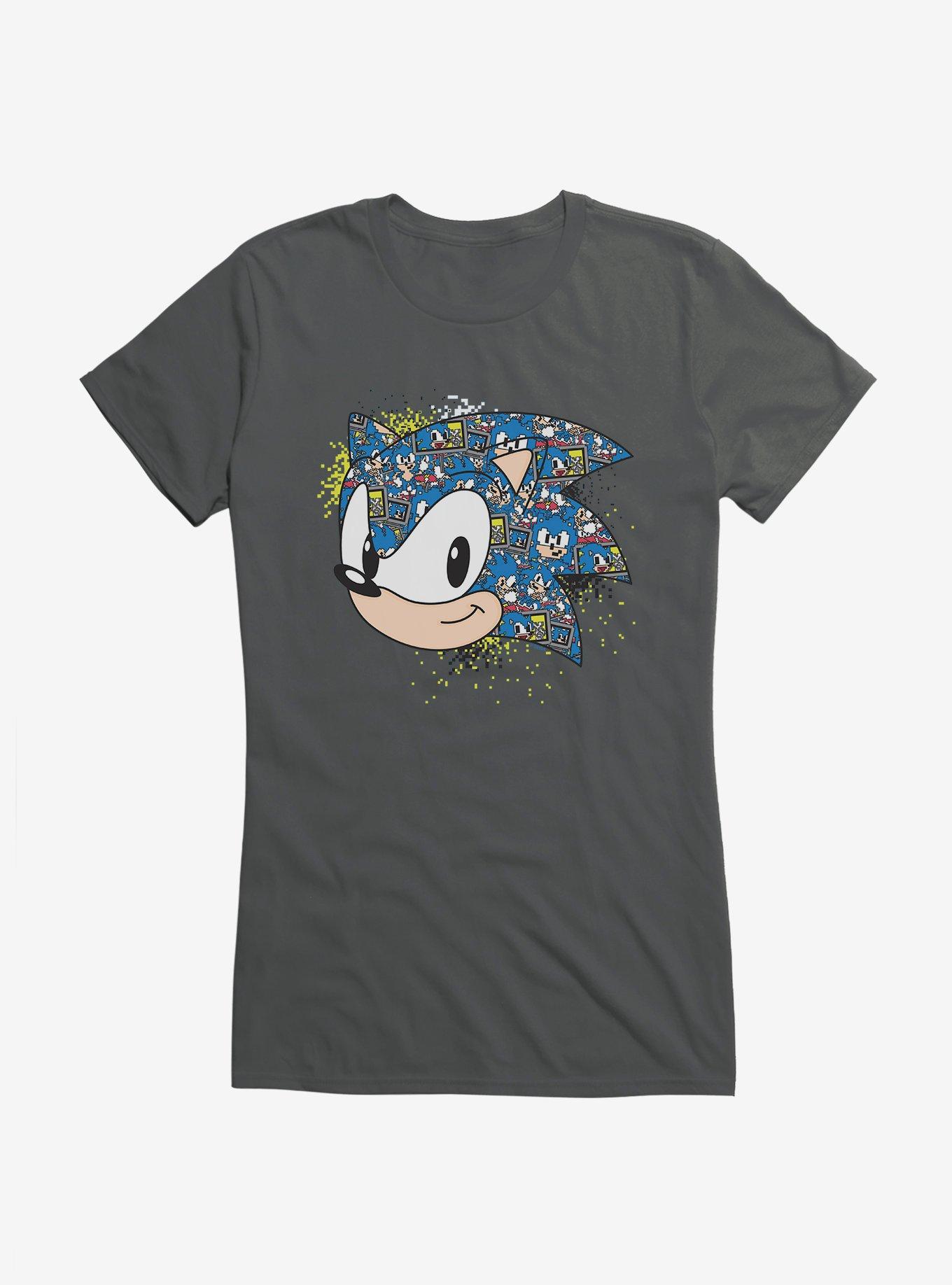 Sonic The Hedgehog Sonic Pixel Profile Girls T-Shirt, CHARCOAL, hi-res