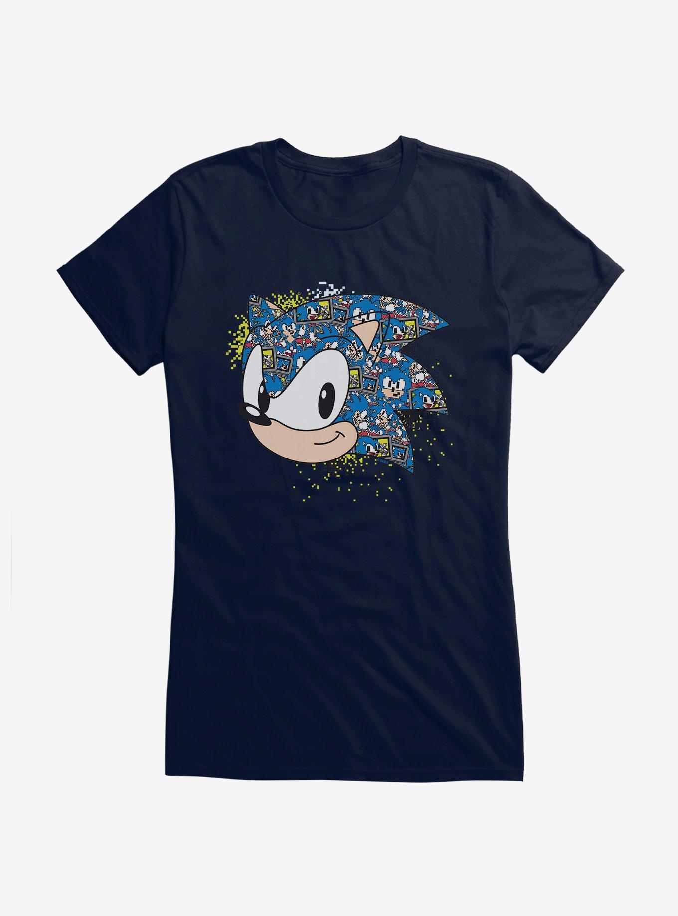 Sonic The Hedgehog Sonic Pixel Profile Girls T-Shirt