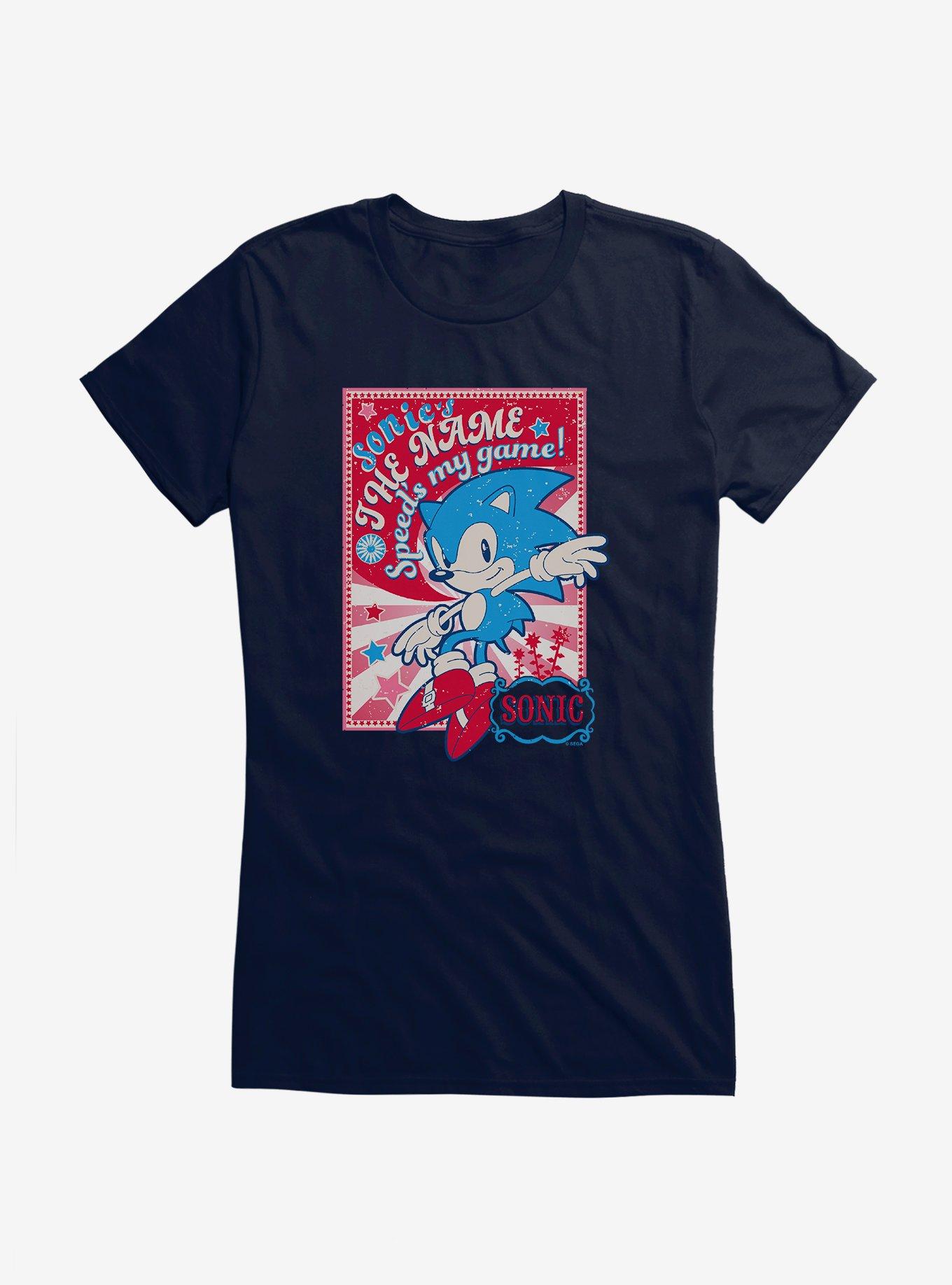 Sonic The Hedgehog Sonic's The Name Girls T-Shirt, NAVY, hi-res