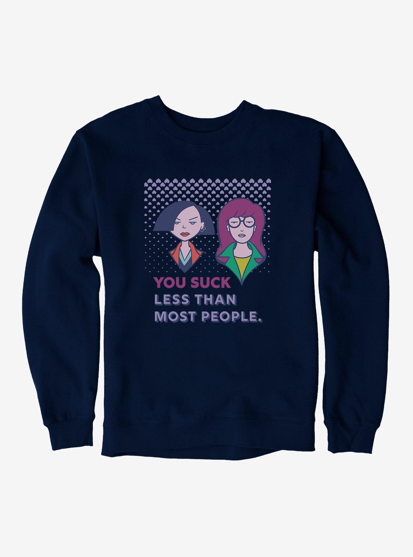 Daria You Suck Less Than Most People Sweatshirt, NAVY, hi-res