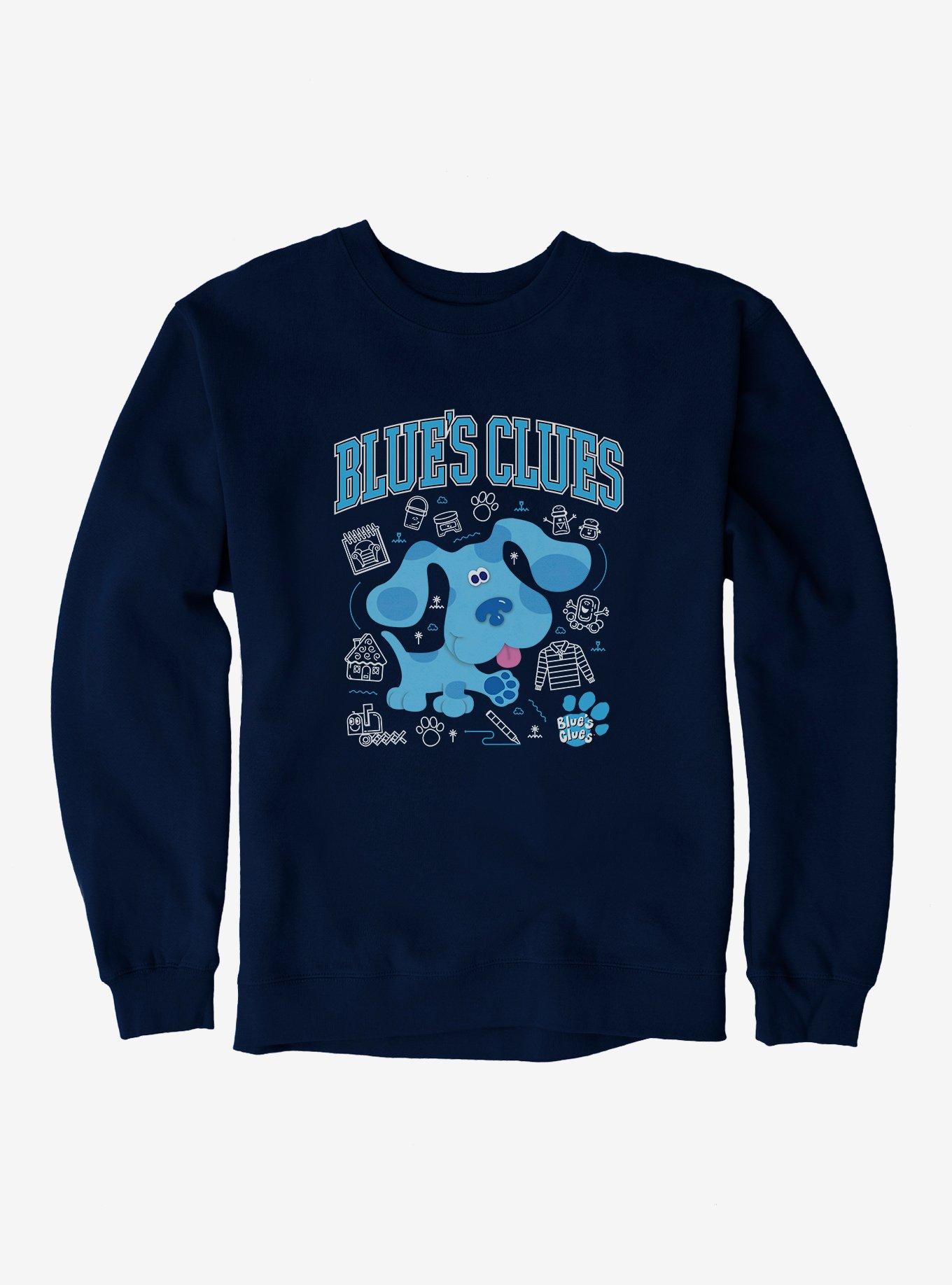 Blue's Clues Collegiate Font Icons Sweatshirt, NAVY, hi-res