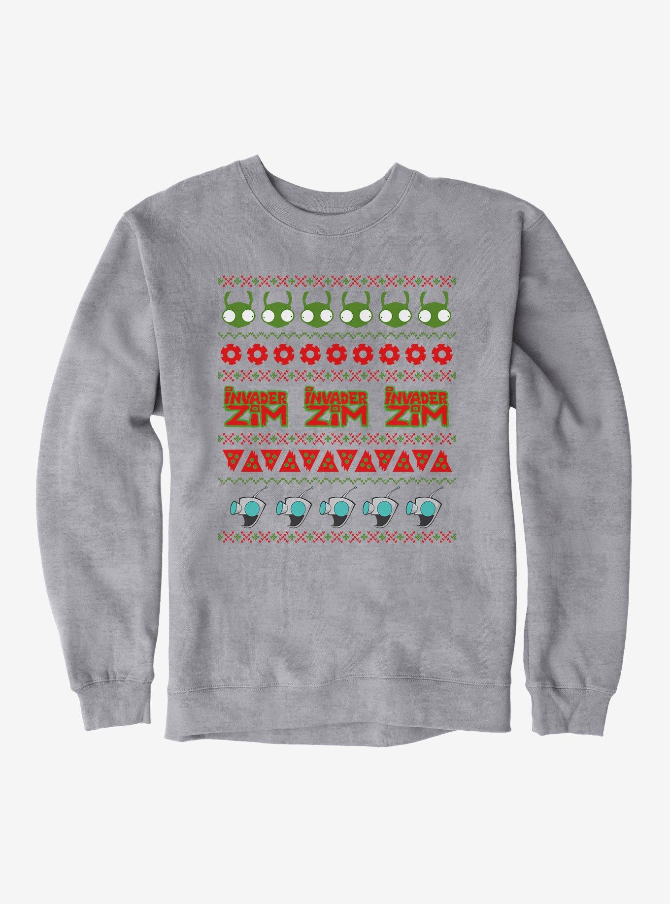 Invader Zim Ugly Christmas Pattern Sweatshirt, SPORT GRAY, hi-res