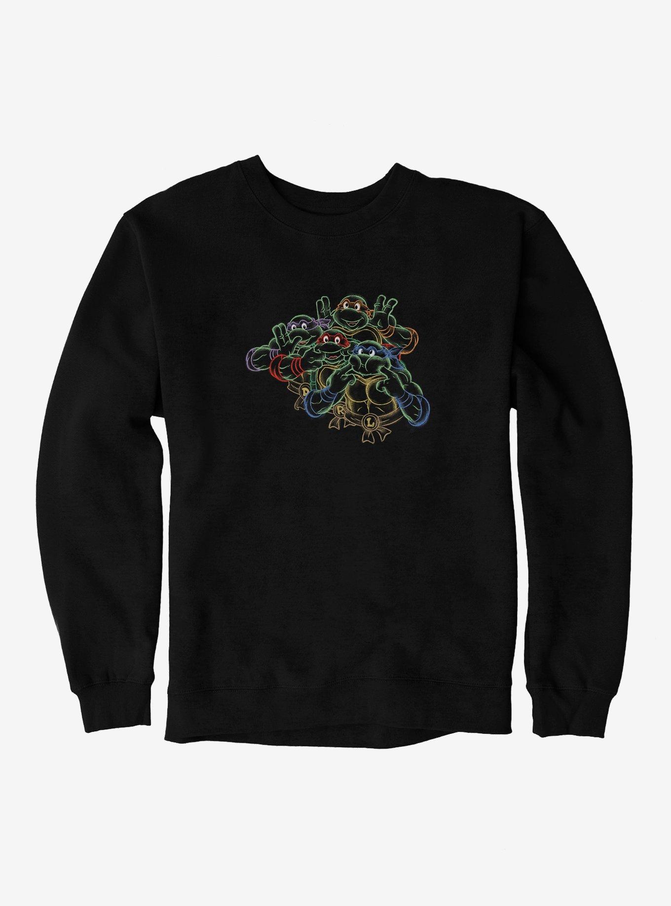 Teenage Mutant Ninja Turtles Neon Chalk Making Faces Sweatshirt, BLACK, hi-res