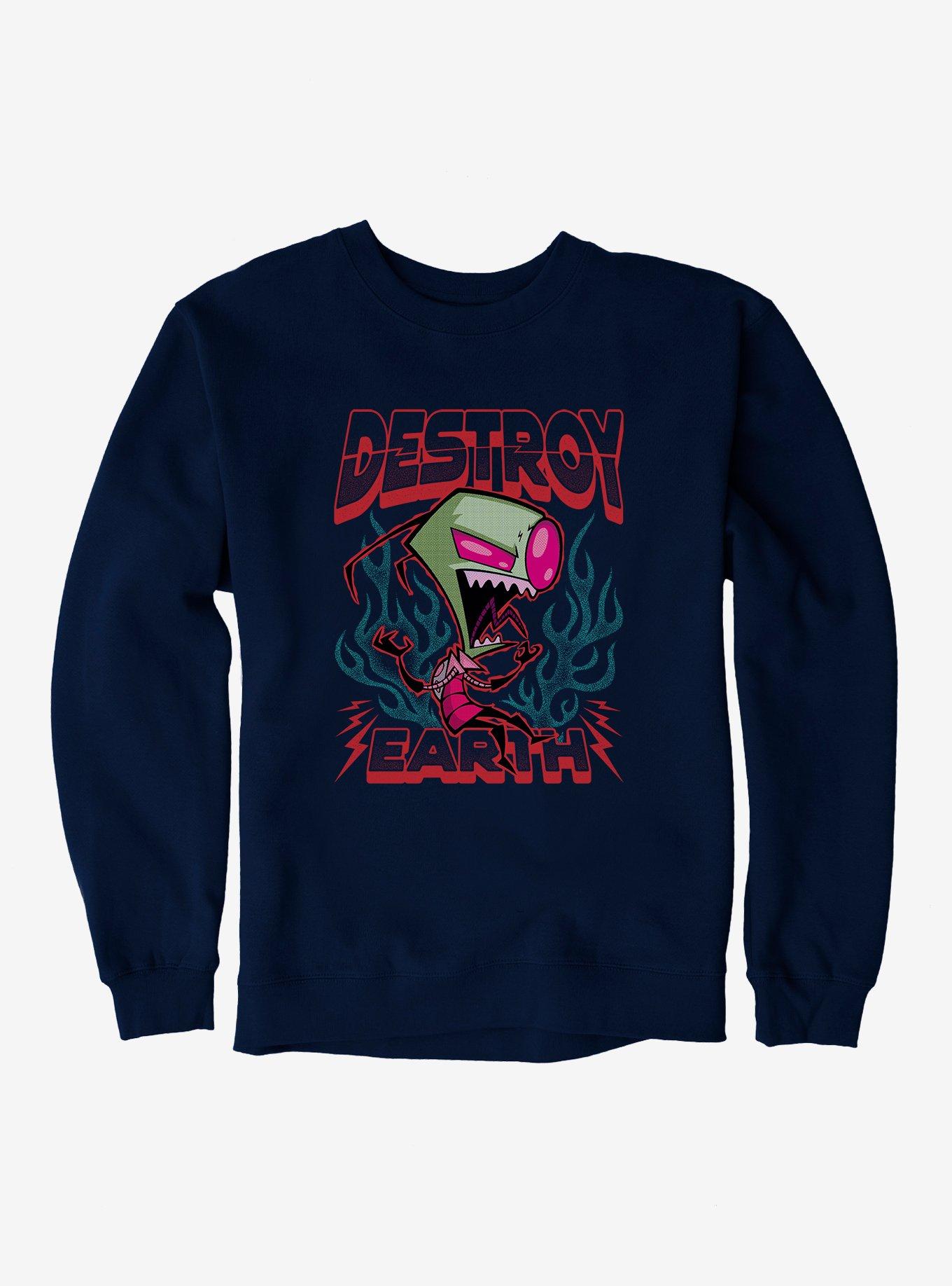 Invader Zim Unique Destroy Sweatshirt, NAVY, hi-res