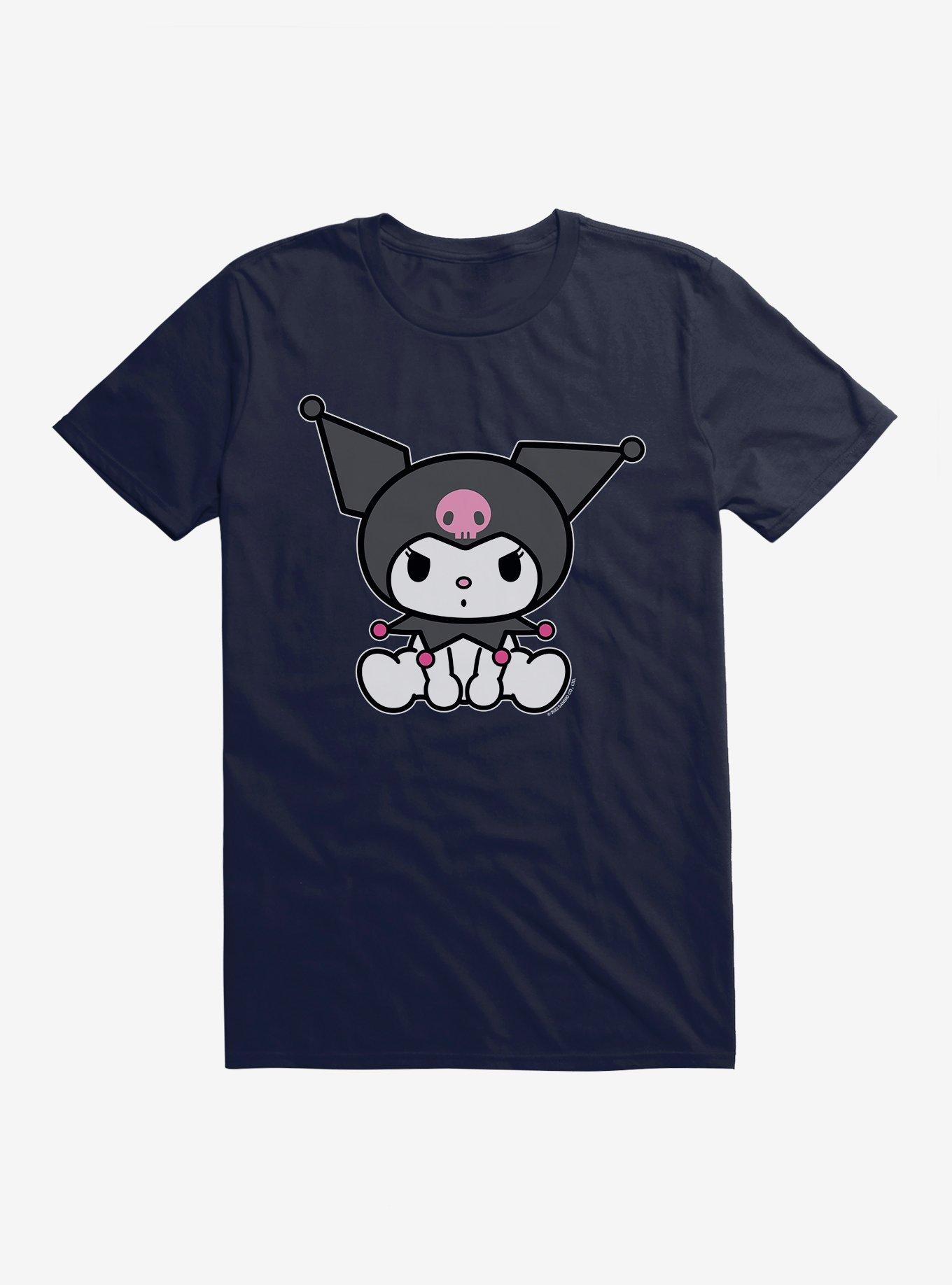 Kuromi Sitting T-Shirt, NAVY, hi-res