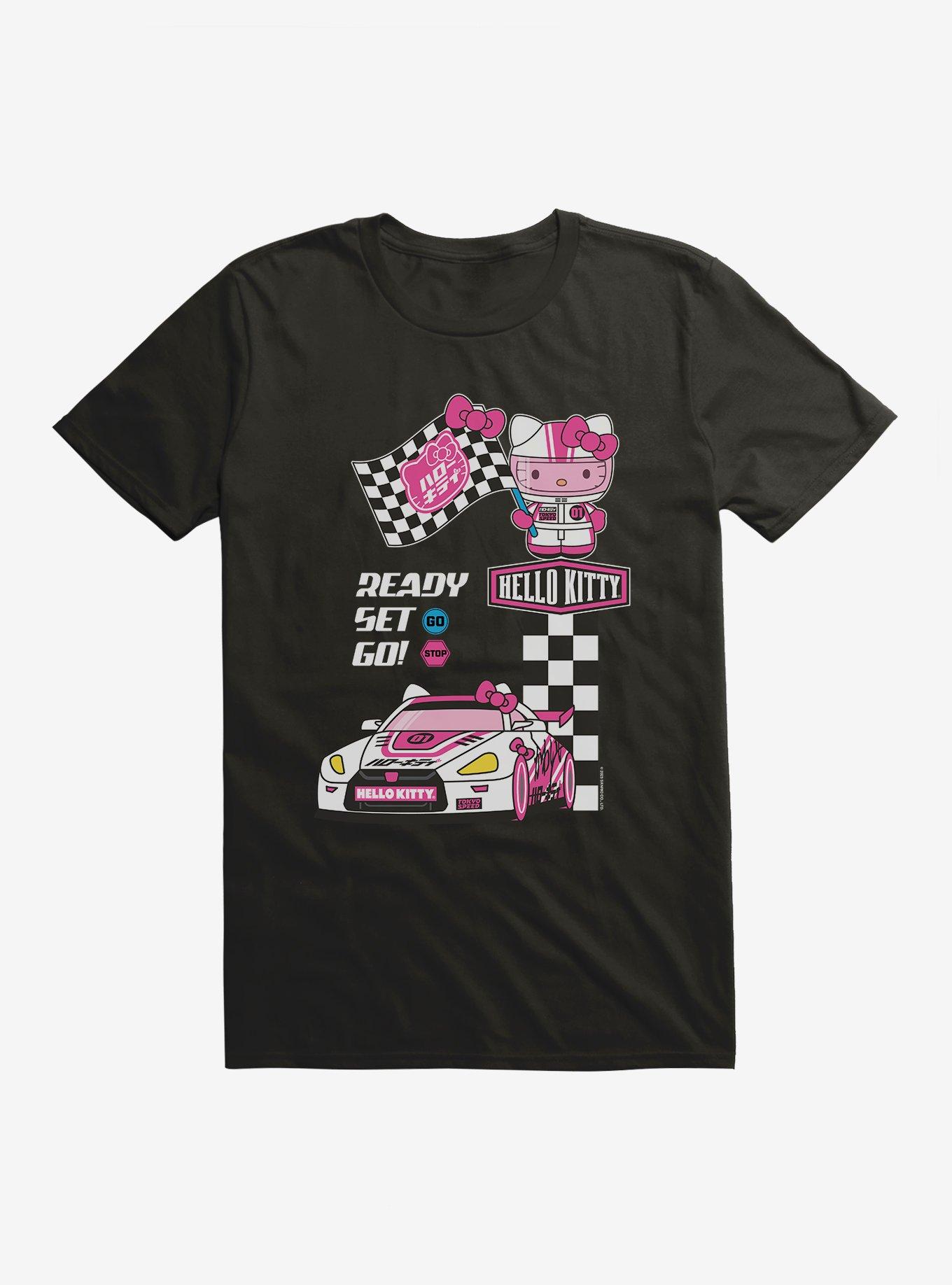 Hello Kitty Ready Set Go Racing Car T-Shirt, BLACK, hi-res