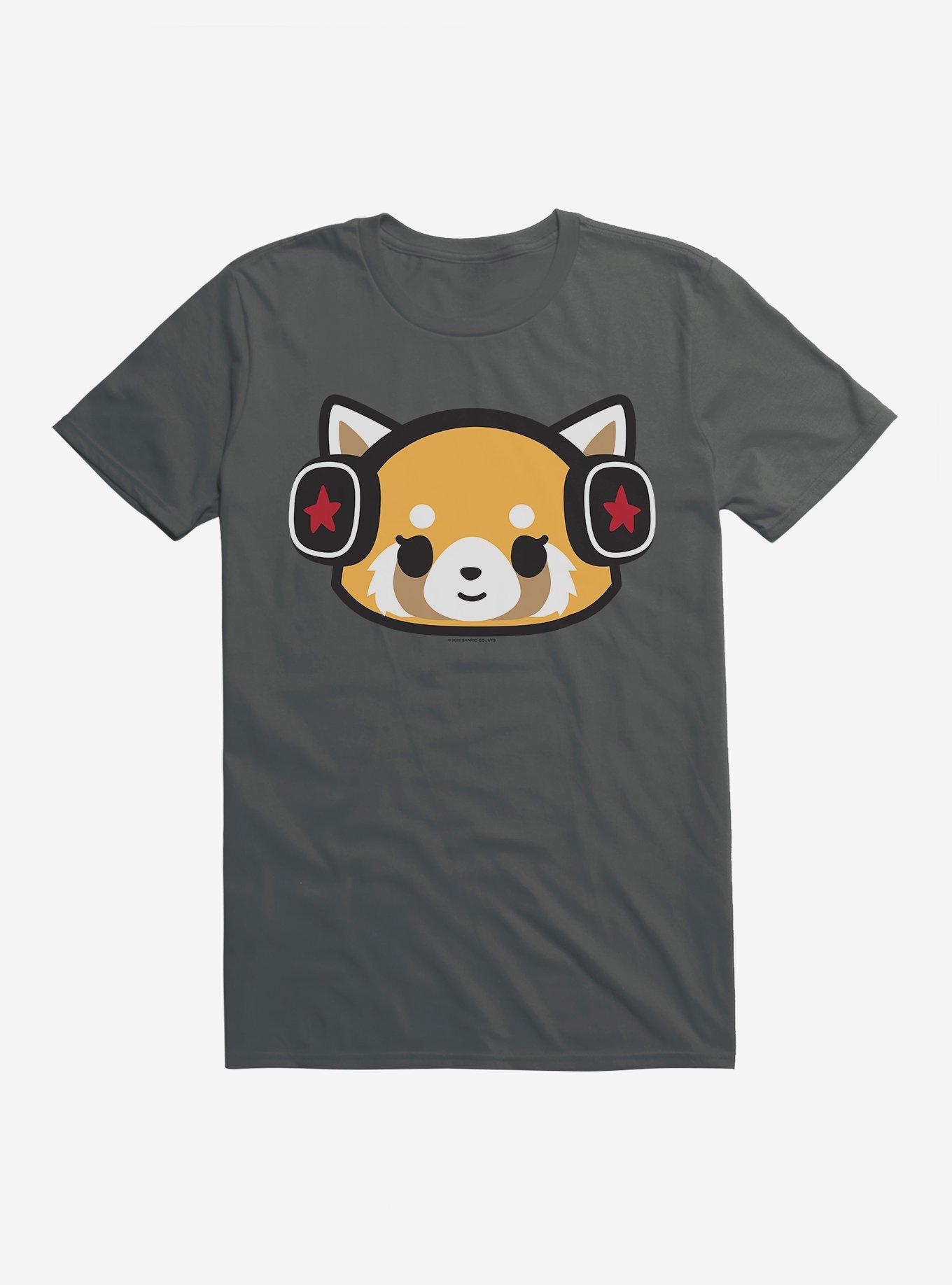 Aggretsuko Metal Headphones T-Shirt, DARK HEATHER, hi-res