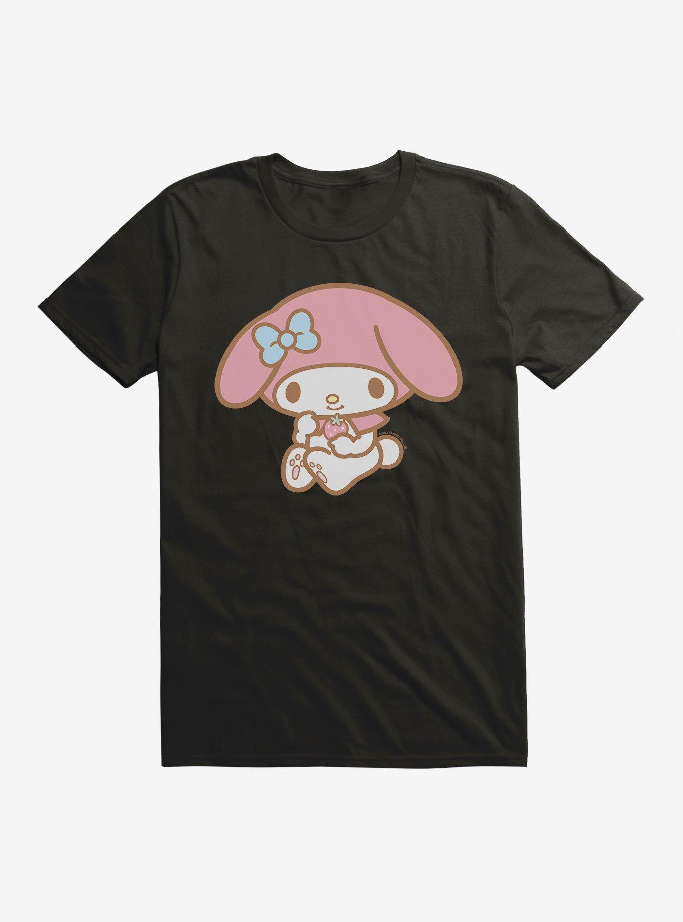 My Melody Holding Strawberry T-Shirt, BLACK, hi-res